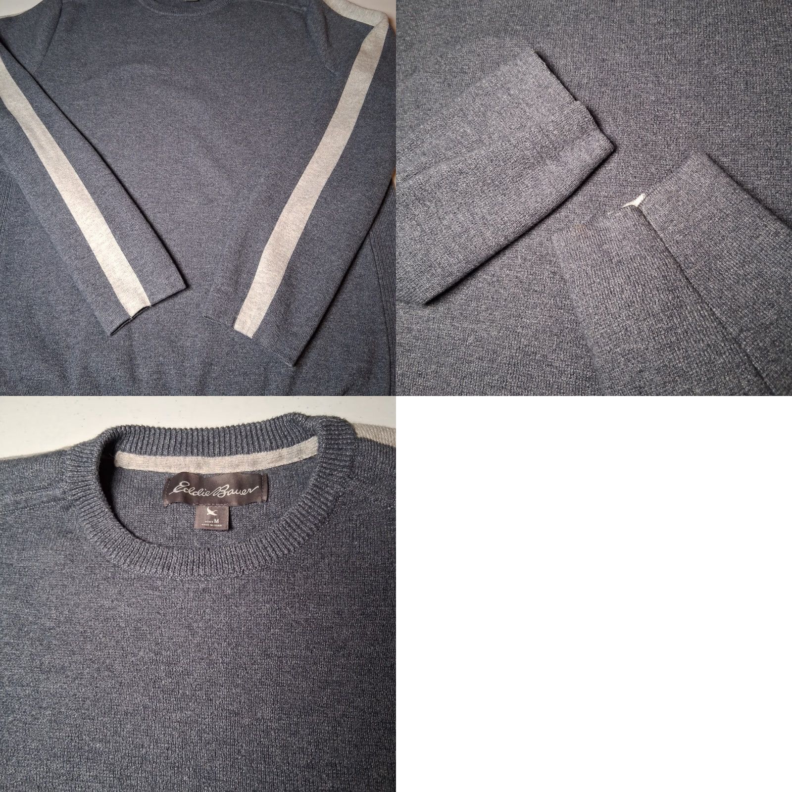 Eddie Bauer Eddie Bauer Sweater Mens Medium Blue Pullover Crew Neck Long Sleeve Knit Stripe Sleeve Classic Casual Size US M / EU 48-50 / 2 - 9 Thumbnail