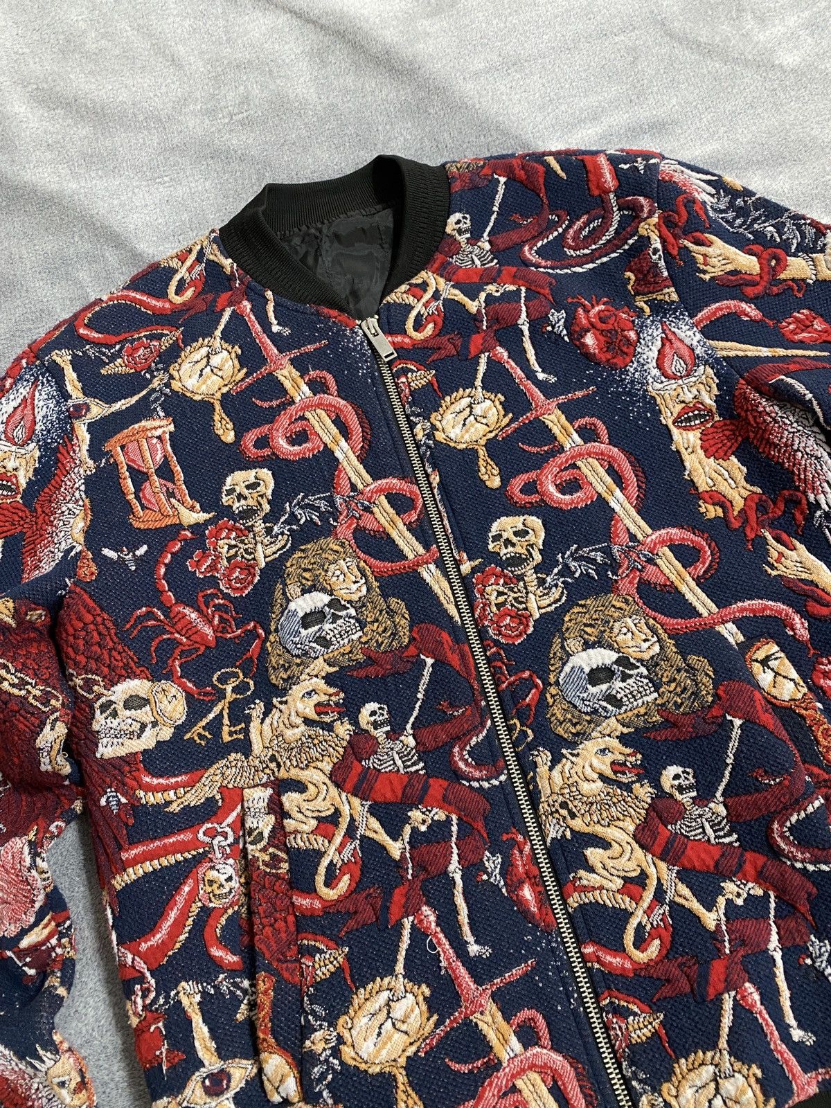 Japanese Brand All-Over Embroidery Skelet Bomber Gothic Aesthetic japanese Size US S / EU 44-46 / 1 - 9 Thumbnail
