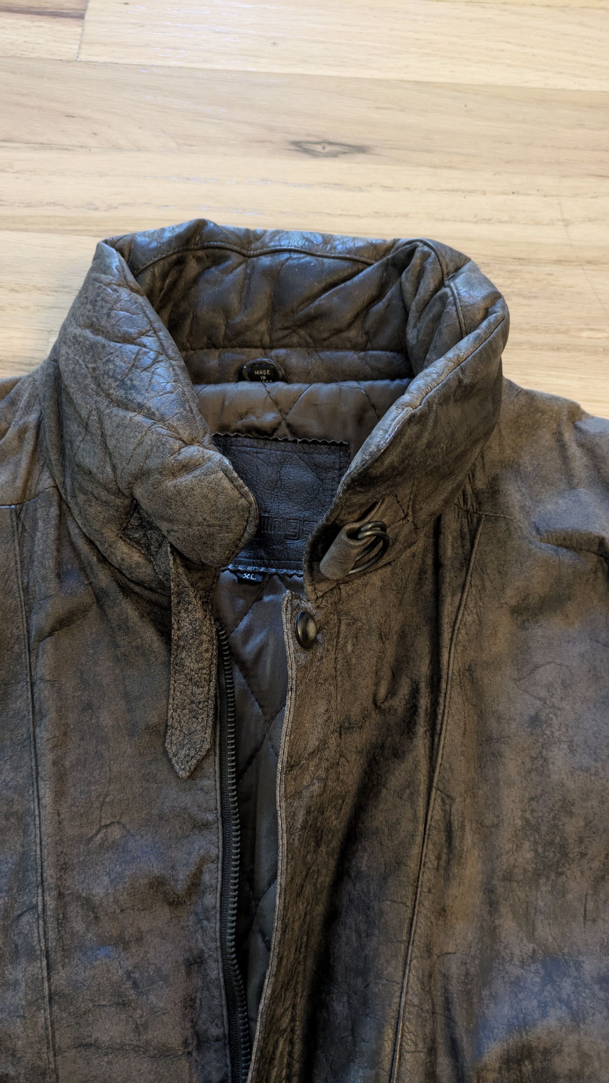 Vintage Genuine Leather Faded Brown Bomber Jacket Size US XL / EU 56 / 4 - 4 Thumbnail