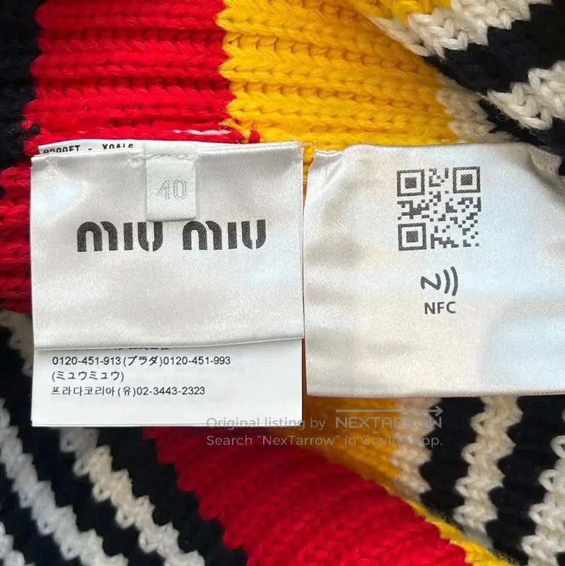Miu Miu Miu Miu Multicolored Cotton Women's Cardigan . Size L / US 10 / IT 46 - 7 Thumbnail