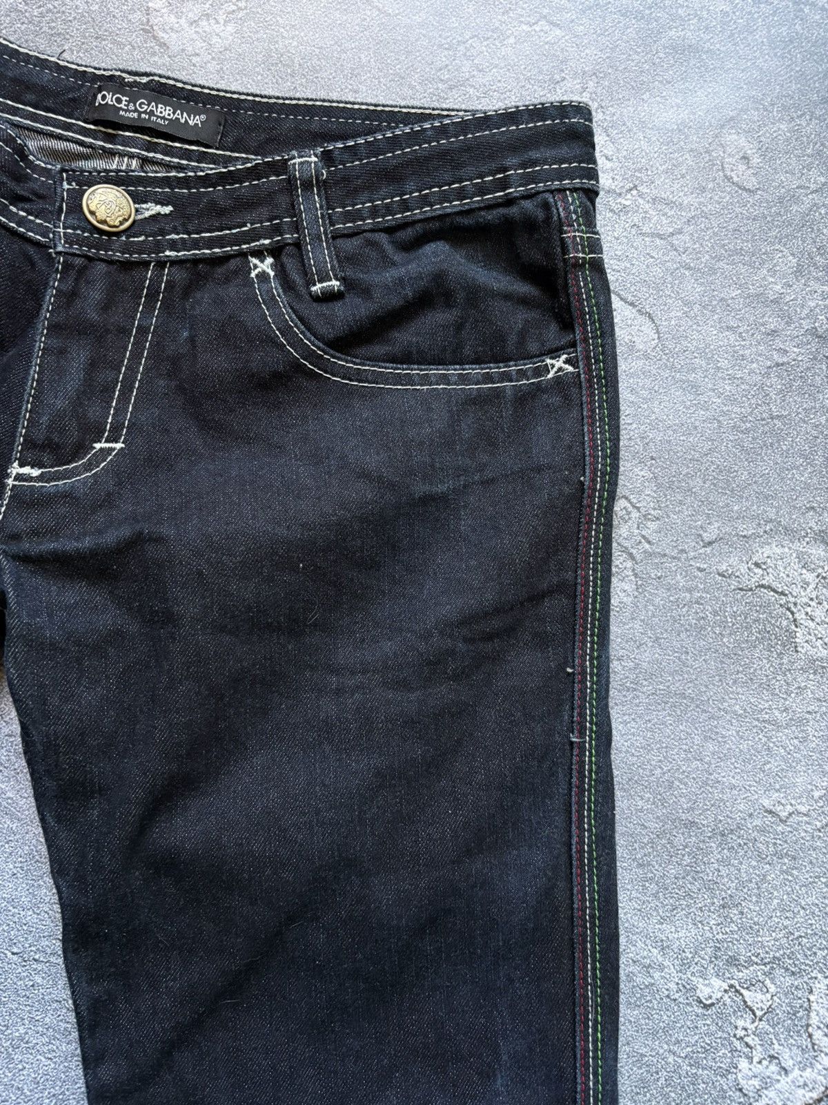 Dolce & Gabbana Vintage 00s Dolce&Gabbana Y2K DG Big Logo Embroidered Jeans Size 29" - 7 Thumbnail