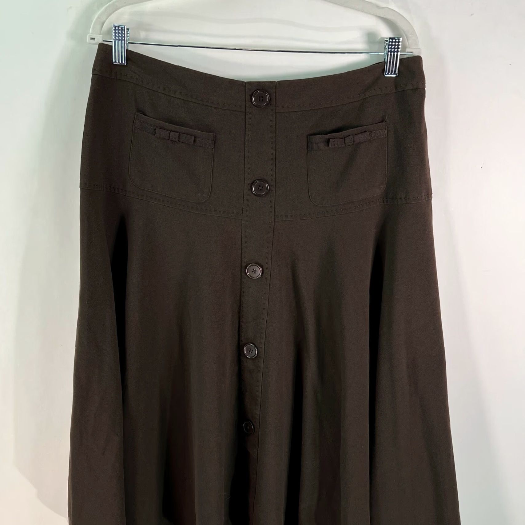 Vintage Larry Levine Skirt Women Flared Midi Black Striped Stretch Front Pockets Size 12 Size 34" / US 12 / IT 48 - 3 Thumbnail