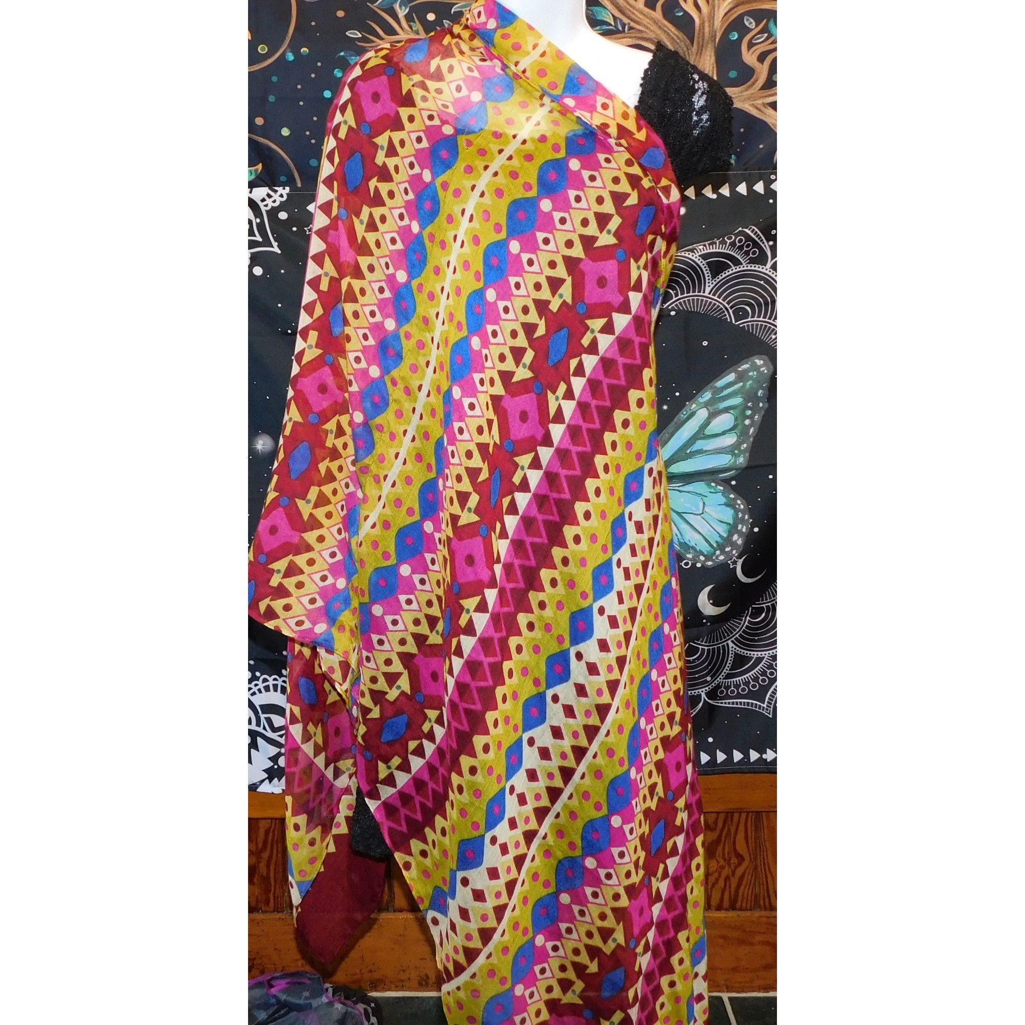Other Bright Rainbow Geometric Striped Lightweight Scarf Size ONE SIZE - 1 Thumbnail
