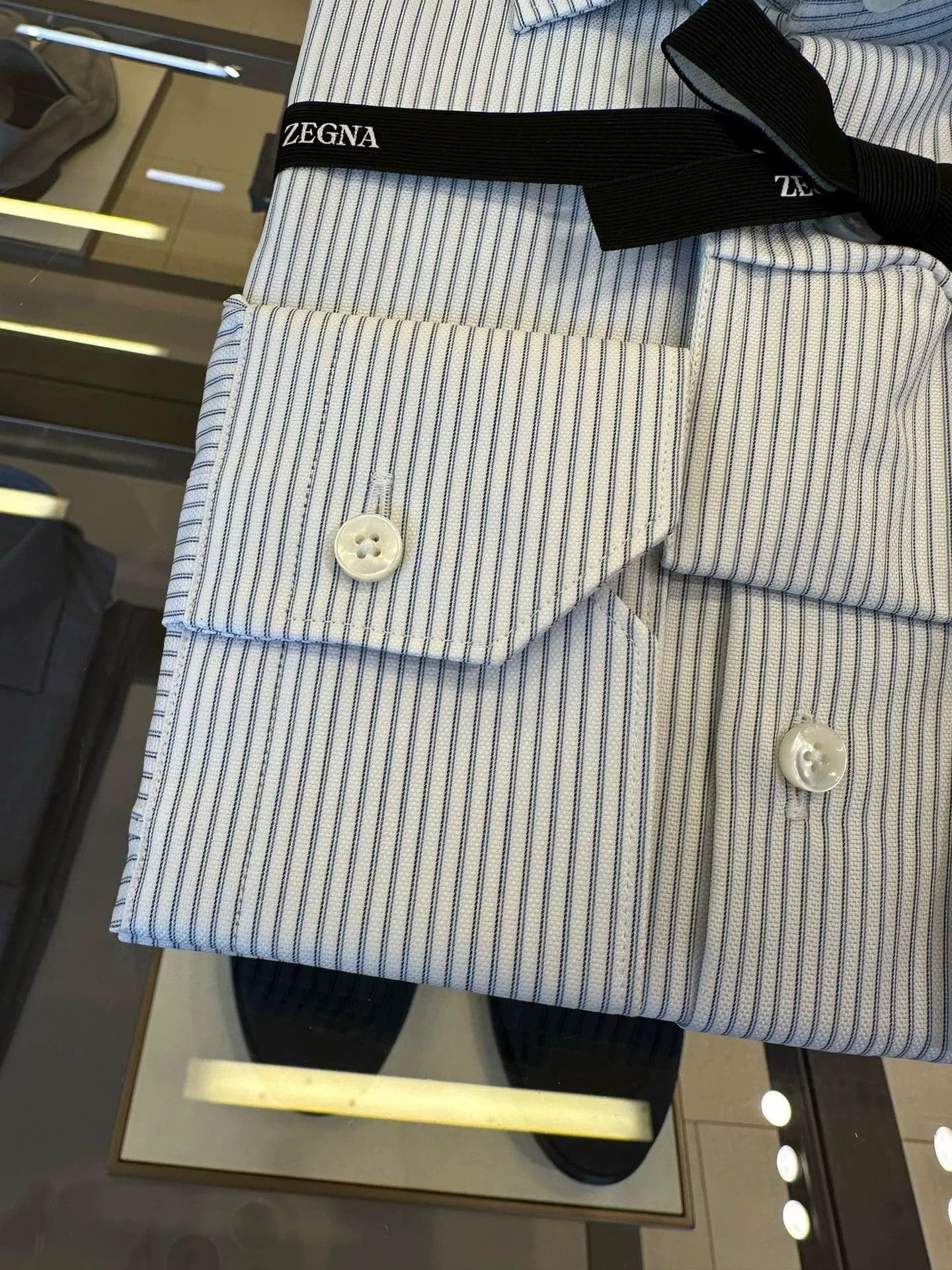 Ermenegildo Zegna Zegna White Blue Striped Men's Shirt Size US XS / EU 42 / 0 - 2 Thumbnail