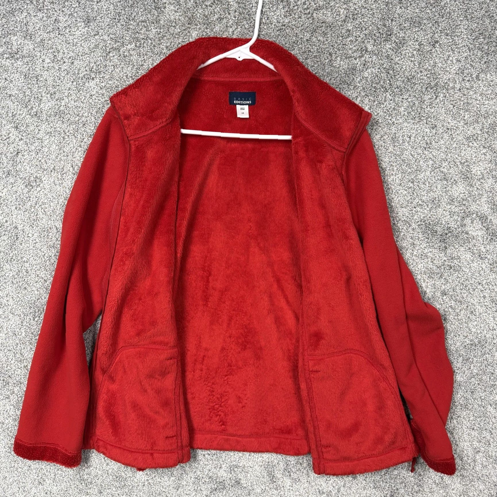 Basic Editions Basic Editions Jacket Women L Red Fleece Full Zip Mock Neck Lined Pockets Outdoor Fall Winter Solid Polyester Casual Womens Size L / US 10 / IT 46 - 7 Thumbnail