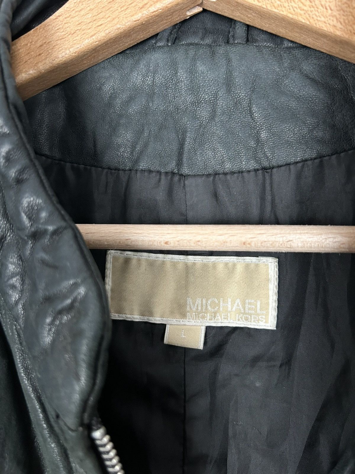 Designer × Michael Kors Michael Kors Green Genuine Leather Jacket MK Punk Rock Size L / US 10 / IT 46 - 6 Thumbnail