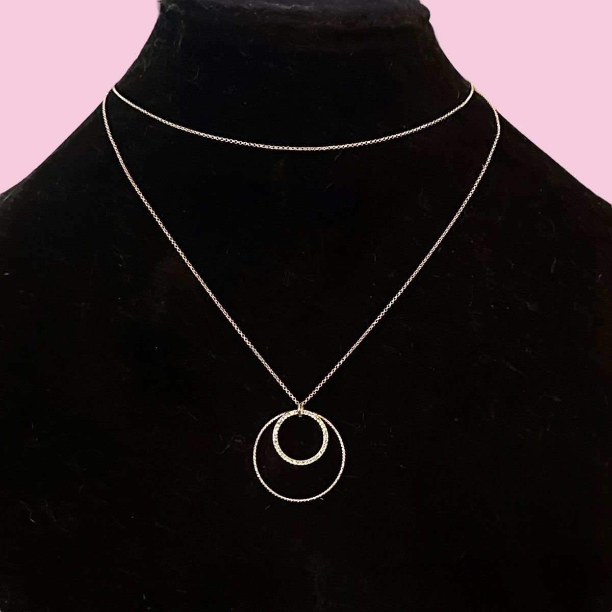 Liz Claiborne Liz Claiborne long rose gold double circle pendant necklace Size ONE SIZE - 1 Thumbnail