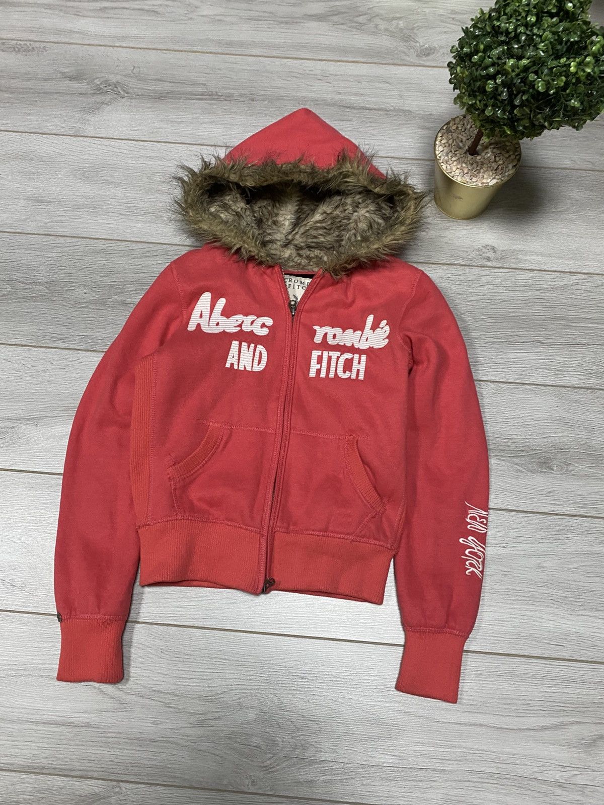 Abercrombie & Fitch Abercrombie full fur hood Y2K big logo heavy zip hoodie Size L / US 10 / IT 46 - 2 Thumbnail