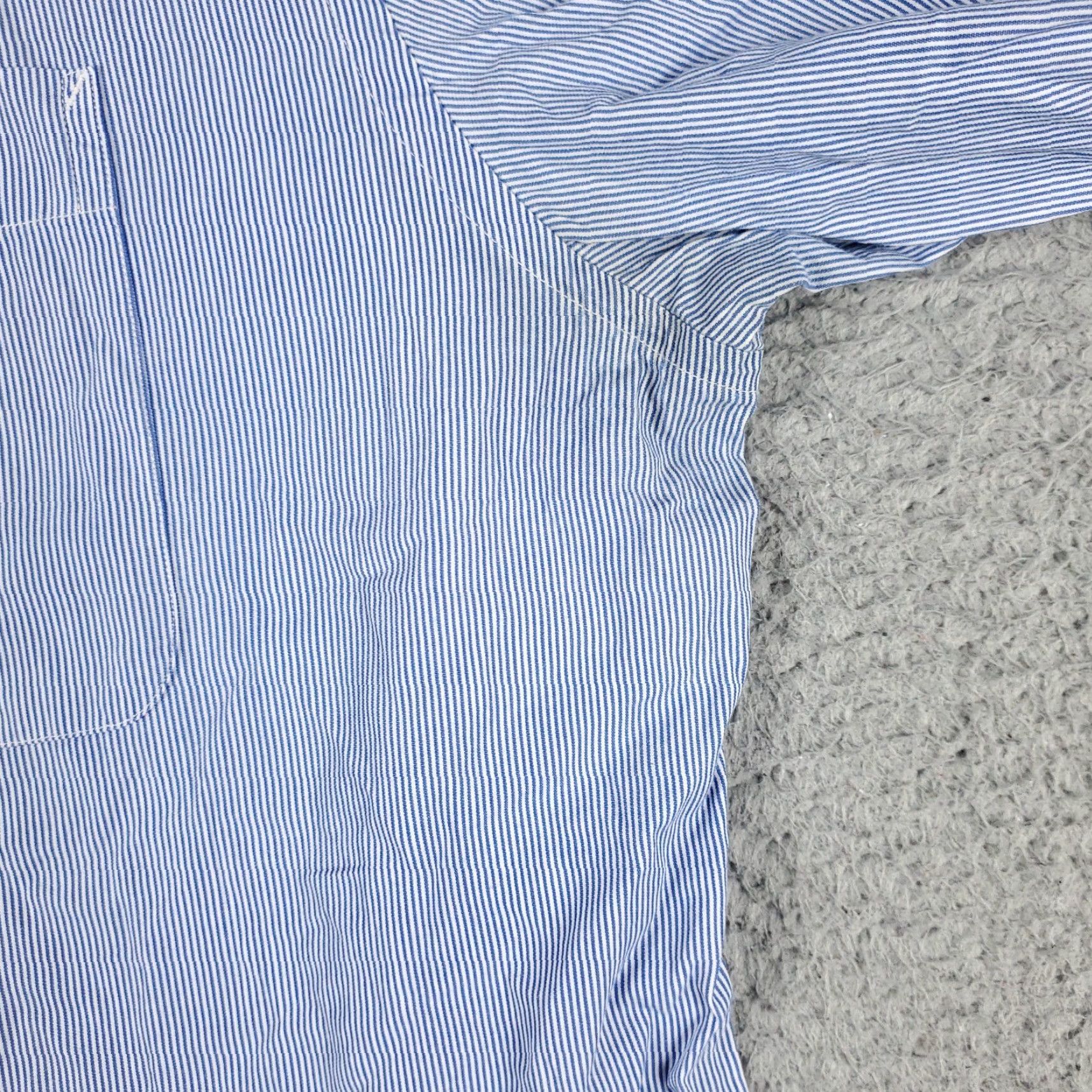 Tommy Hilfiger VINTAGE Tommy Hilfiger Shirt Mens 17.5 Blue Striped Dress Shirt Long Sleeve Button Up Size 46R - 4 Thumbnail