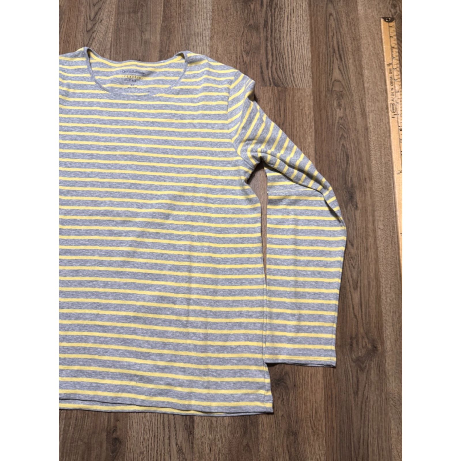 Croft & Barrow Croft & Barrow Shirt, Women's XL, Gray Yellow Striped Long Sleeve Shirt Size XL / US 12-14 / IT 48-50 - 4 Thumbnail