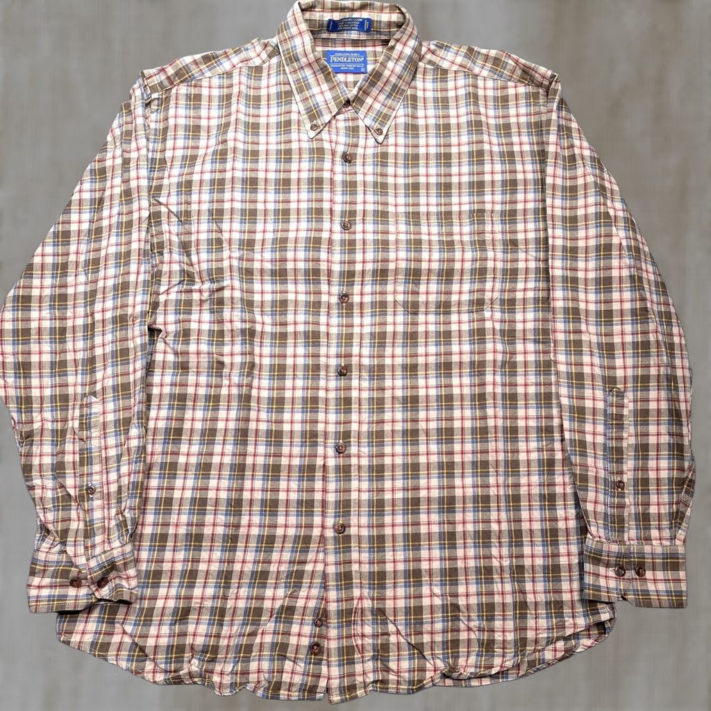 Pendleton Pendleton Shirt Mens Large Multicolor Plaid Long Sleeve Button-Up Pima Wool Size US L / EU 52-54 / 3 - 1 Thumbnail
