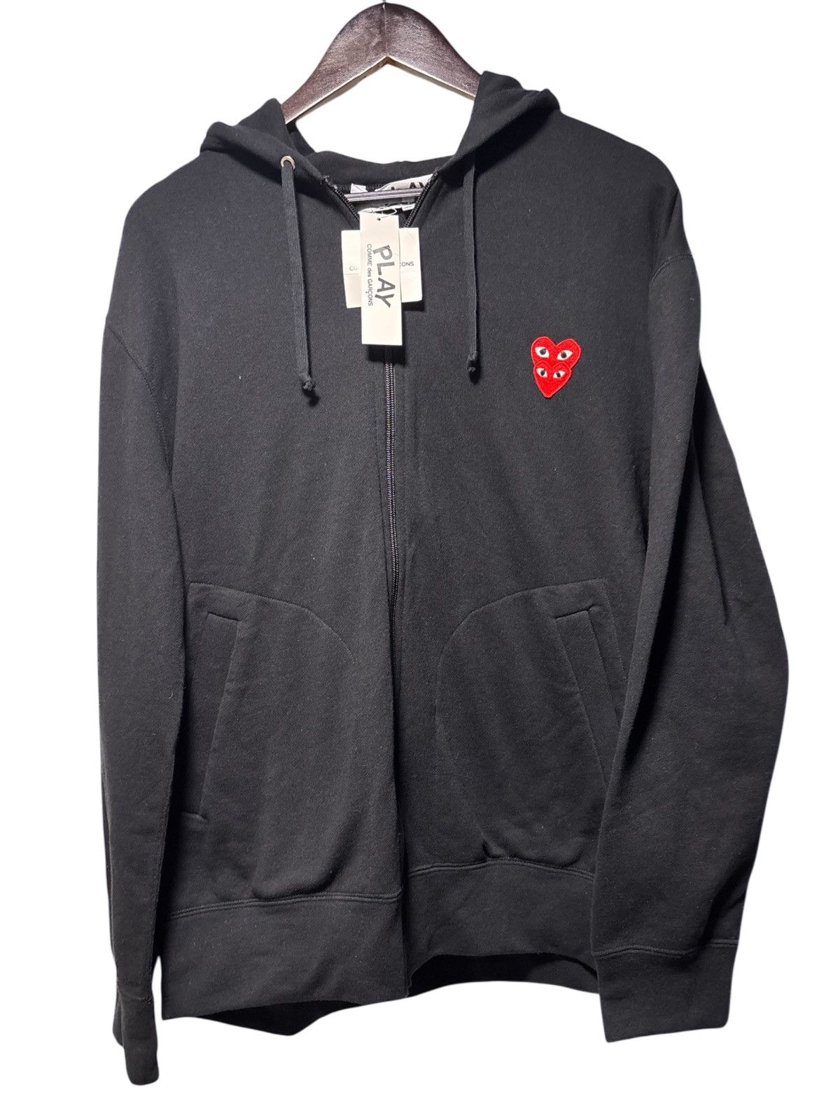 Comme des Garcons PLAY COMME DES GARÇONS PLAY Black Zip-Up Double Heart Hoodie Size US XL / EU 56 / 4 - 2 Thumbnail