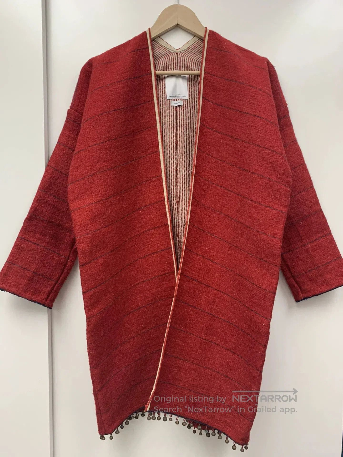 Visvim Red Striped Long Cloak - Size S. Size US S / EU 44-46 / 1 - 1 Thumbnail