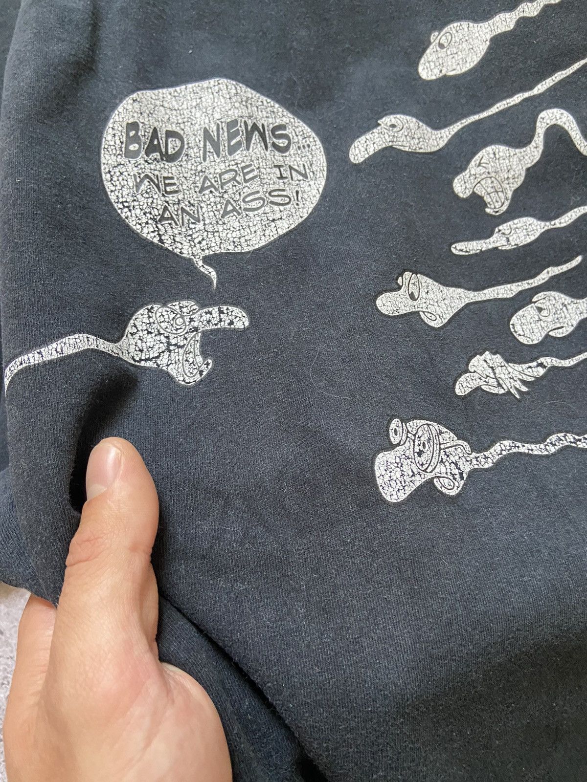 Band Tees × Vintage 90’s Vintage Sperm “Bad News We are in an ass” Humor Art Tee Size US L / EU 52-54 / 3 - 4 Thumbnail