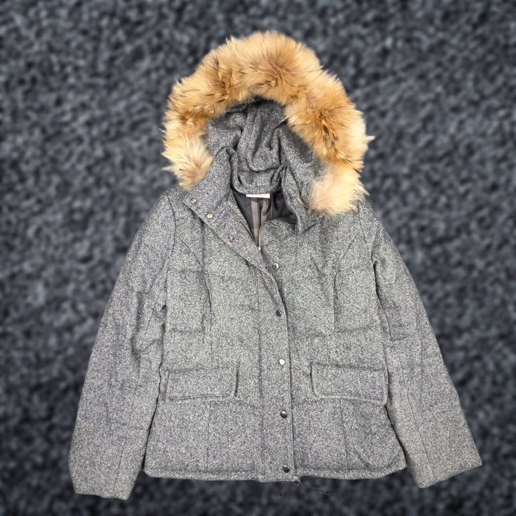 Vintage VINTAGE J. Press Puffer Hooded Jacket Women S Gray Down Filled Lined EUC Size S / US 4 / IT 40 - 1 Thumbnail