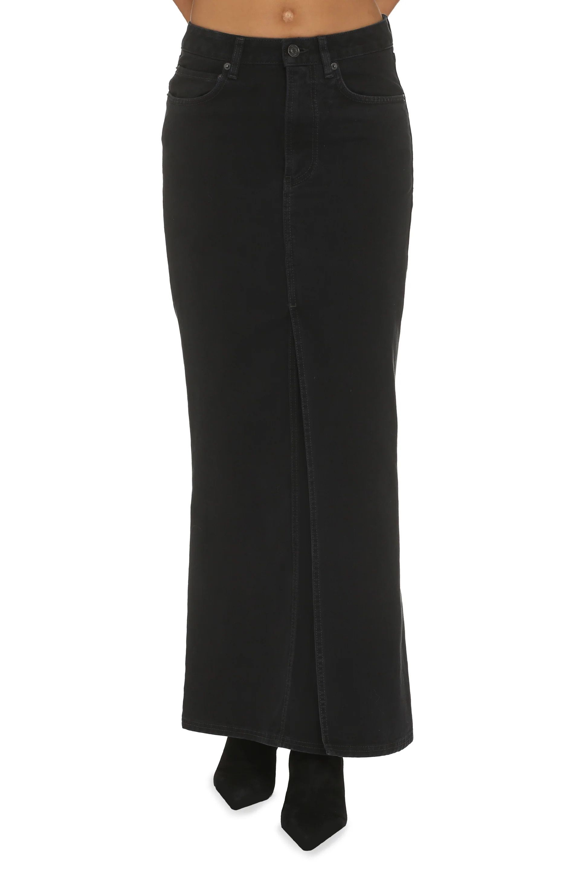 Balenciaga o1y0625 Denim Maxi Skirt in Black Size 27" / US 4 / IT 40 - 3 Thumbnail
