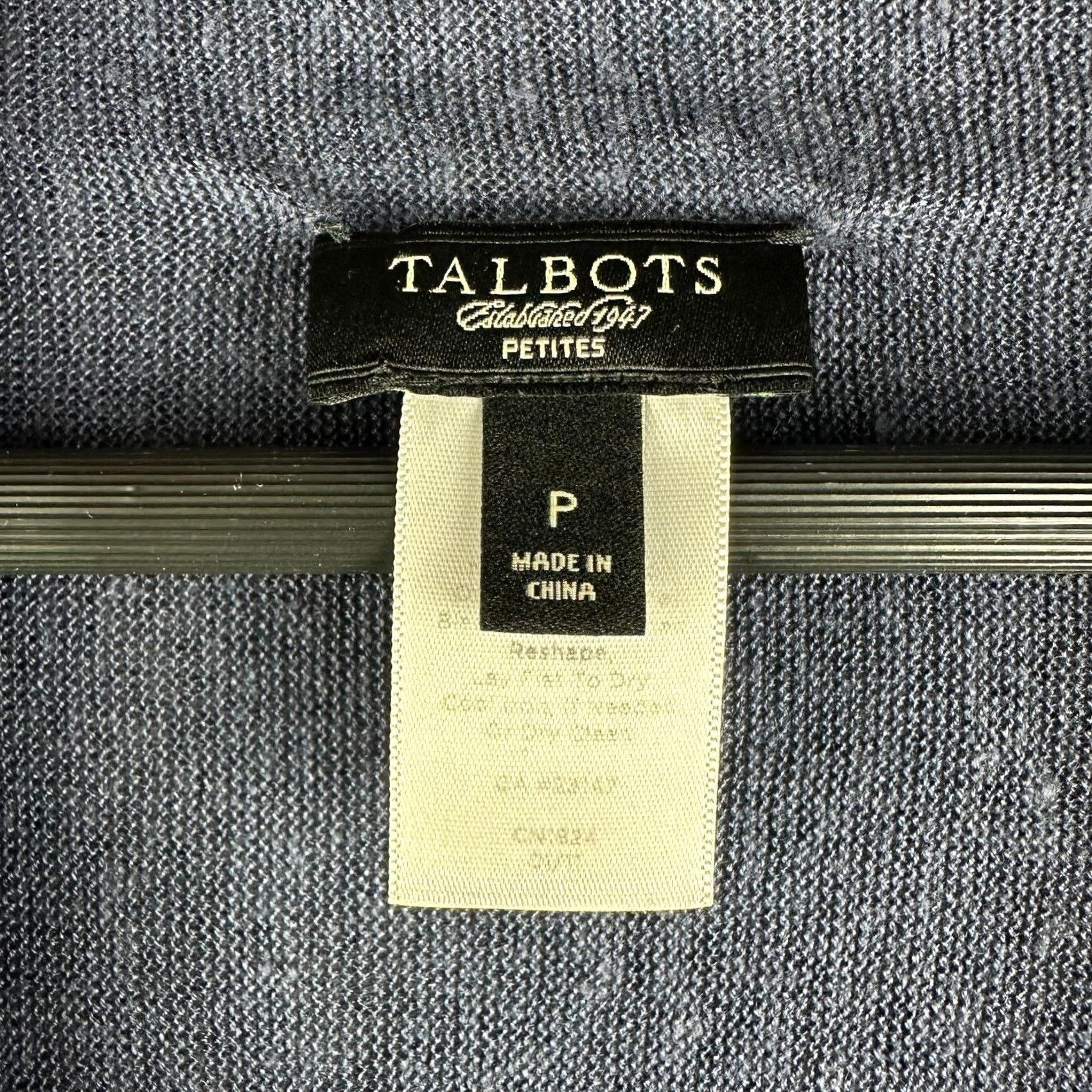 Talbots Talbots Cardigan Sweater Womens Petite Blue Linen Open Knit V-Neck Long Sleeve Stretch Size S / US 4 / IT 40 - 4 Thumbnail