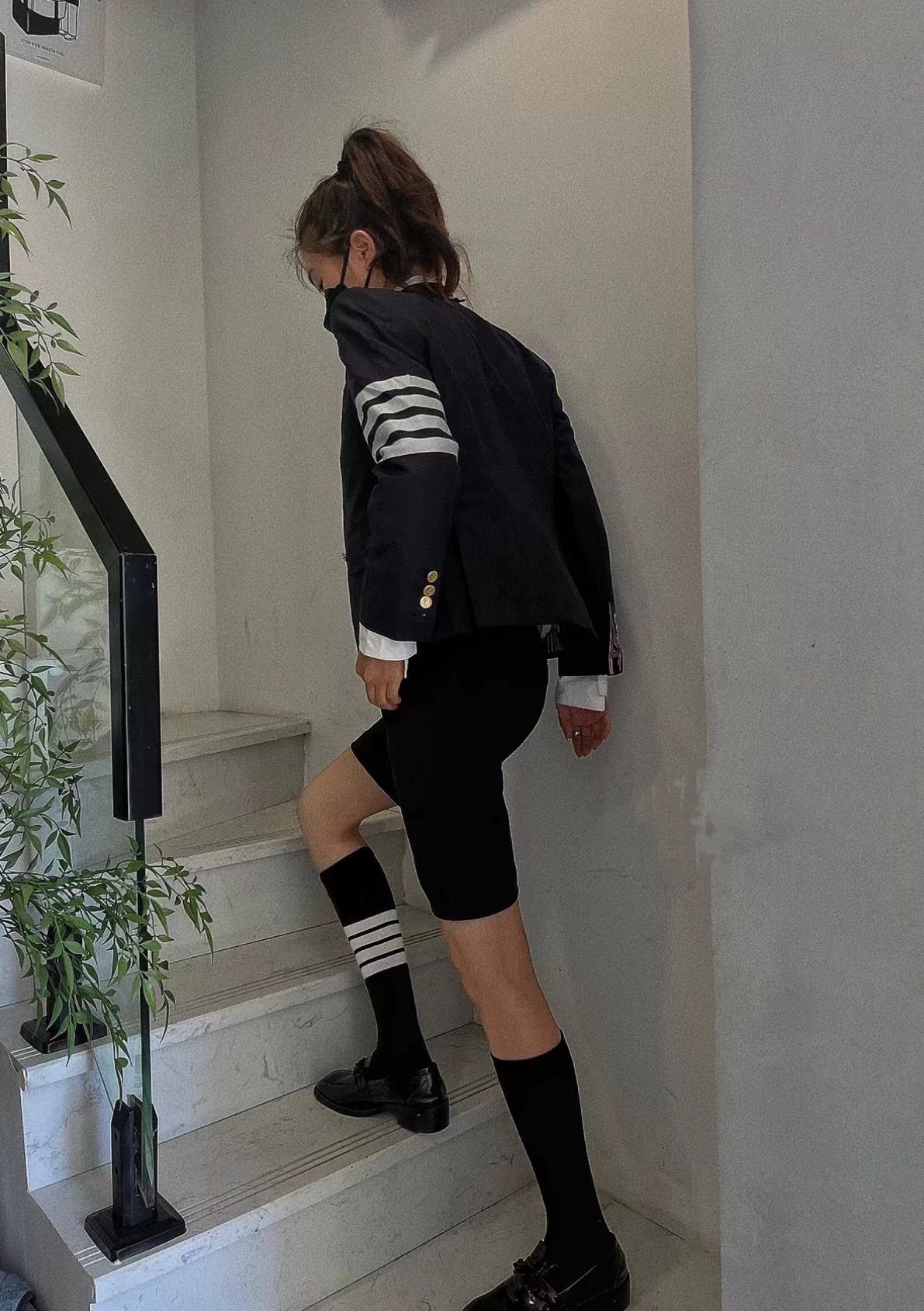Thom Browne Thom Browne Men's Classic 4-Bar Mid-Calf Socks Black Size ONE SIZE - 9 Thumbnail