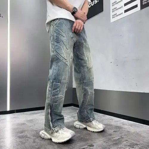 VIBE Streetwear Design Straight Pattern Zipper Jeans Pants Size US 32 / EU 48 - 3 Thumbnail