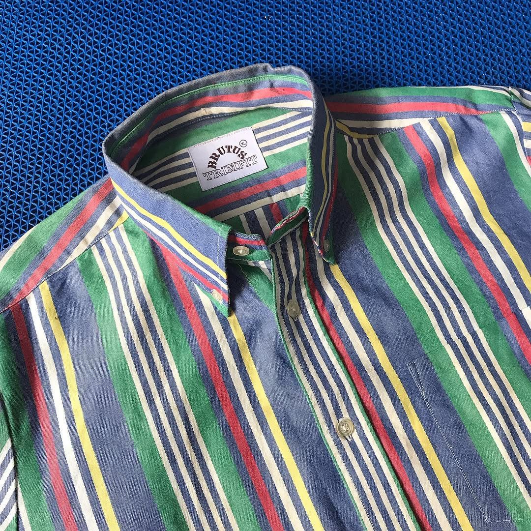 Brutus × Other UK Vintage Brutus Trimfit London the Candy Stripe Oxford Colar Size US XL / EU 56 / 4 - 1 Thumbnail