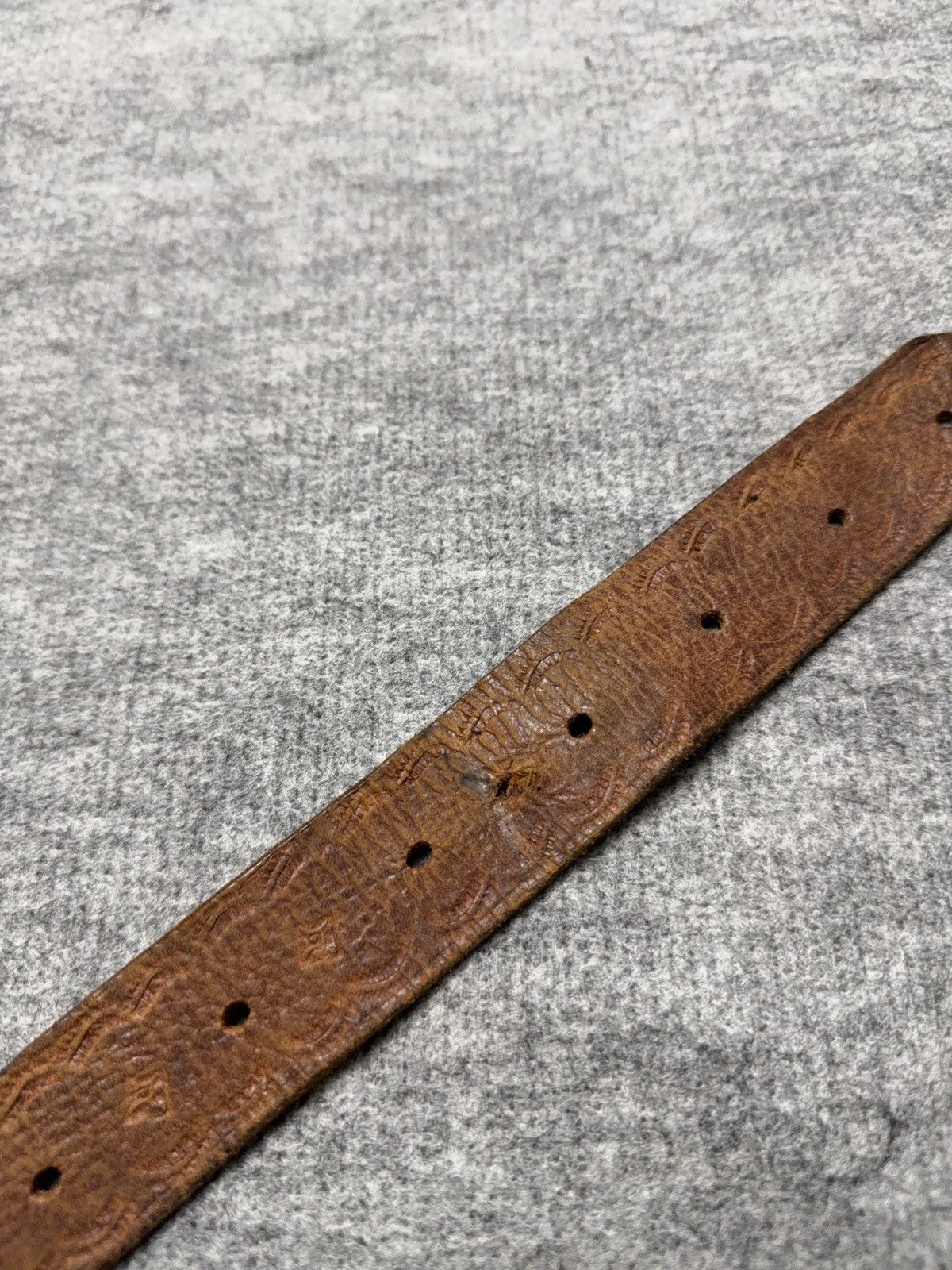 Vintage 90s Vintage Brown Tooled Leather Belt Braided Detail Western Size ONE SIZE - 9 Thumbnail