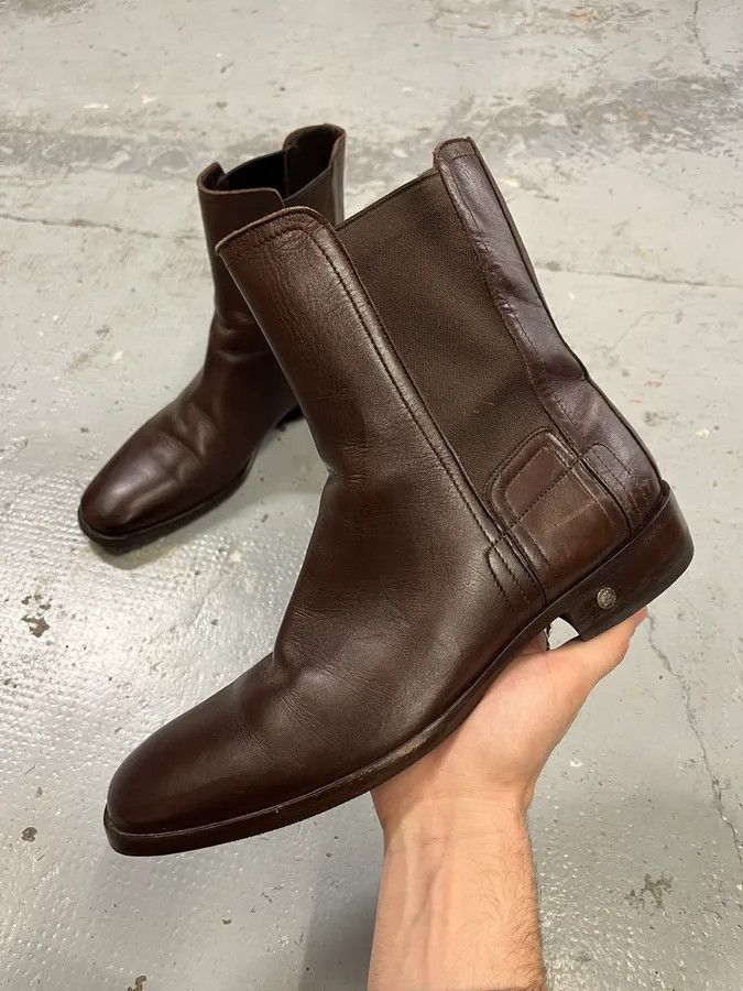 Versace 2000s Versace Brown Leather Boots Size US 8 / EU 41 - 1 Thumbnail