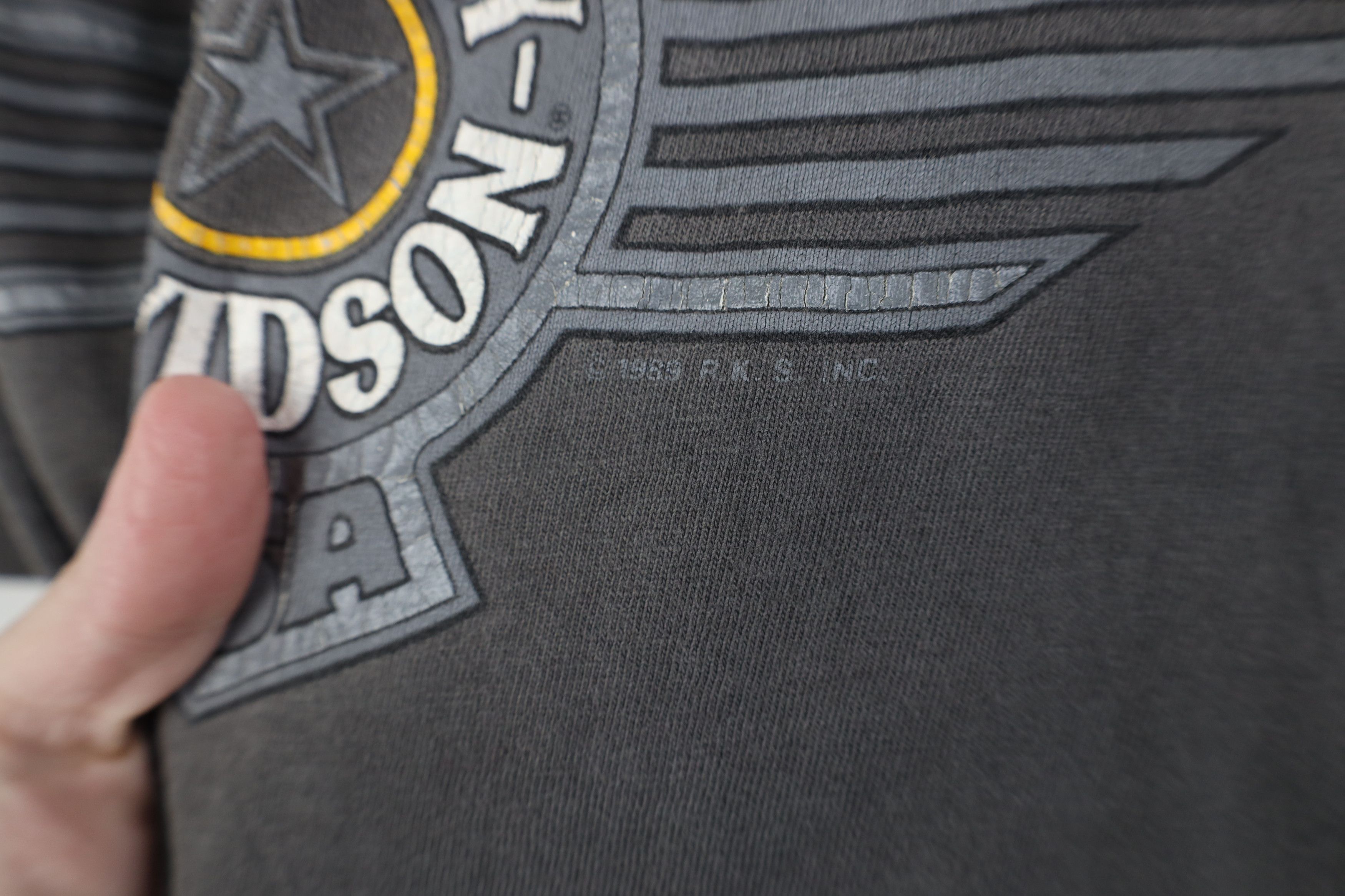 Harley Davidson Vintge 80s Harley Davidson Spell Motorcycle T-Shirt Gray USA Size US XL / EU 56 / 4 - 6 Thumbnail