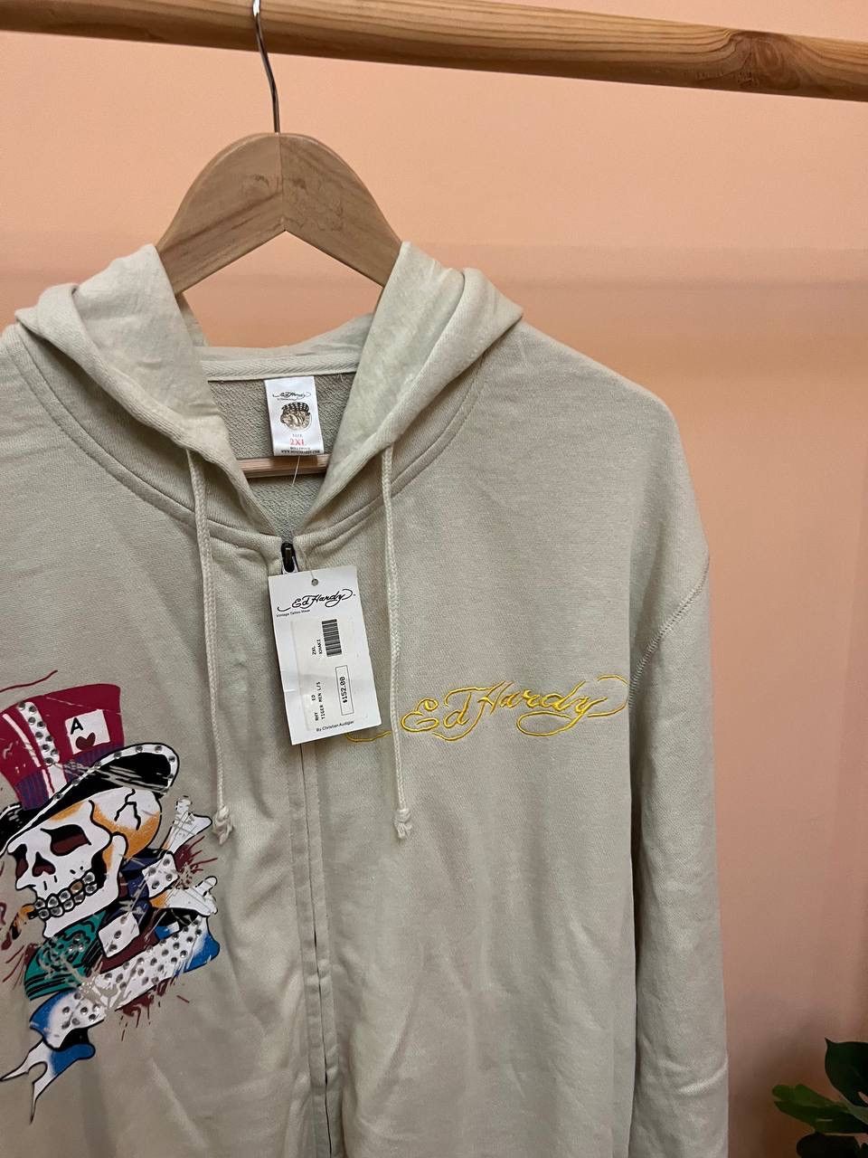 Christian Audigier × Ed Hardy NEW! Ed Hardy Sculls ZIP UP HOODIE VINTAGE Patches audiger Size US XXL / EU 58 / 5 - 10 Thumbnail