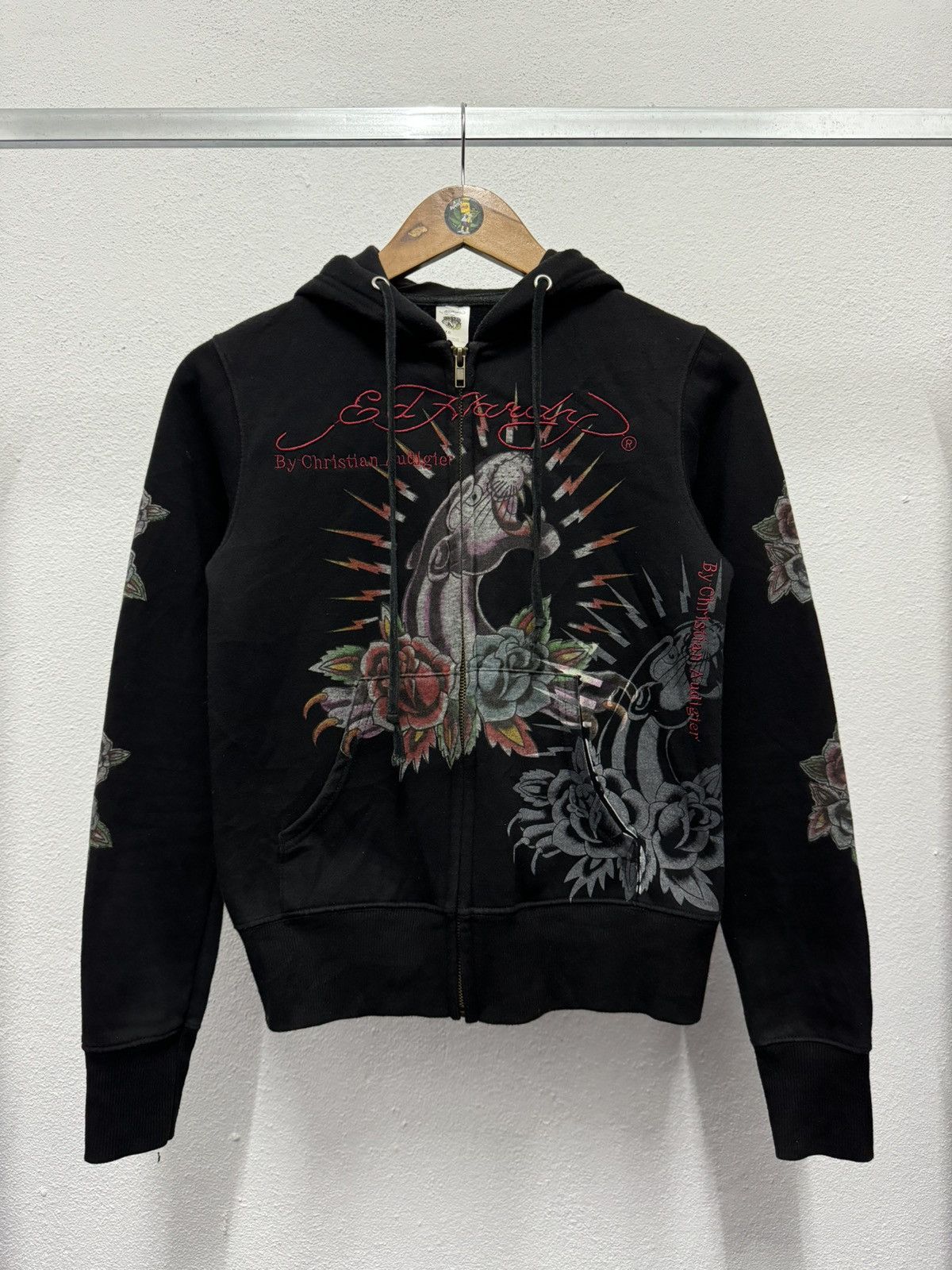 Christian Audigier × Ed Hardy × Vintage VINTAGE ED HARDY PANTHER 2000s ZIP UP HOODIE Size XXS / US 00 / IT 34 - 1 Thumbnail