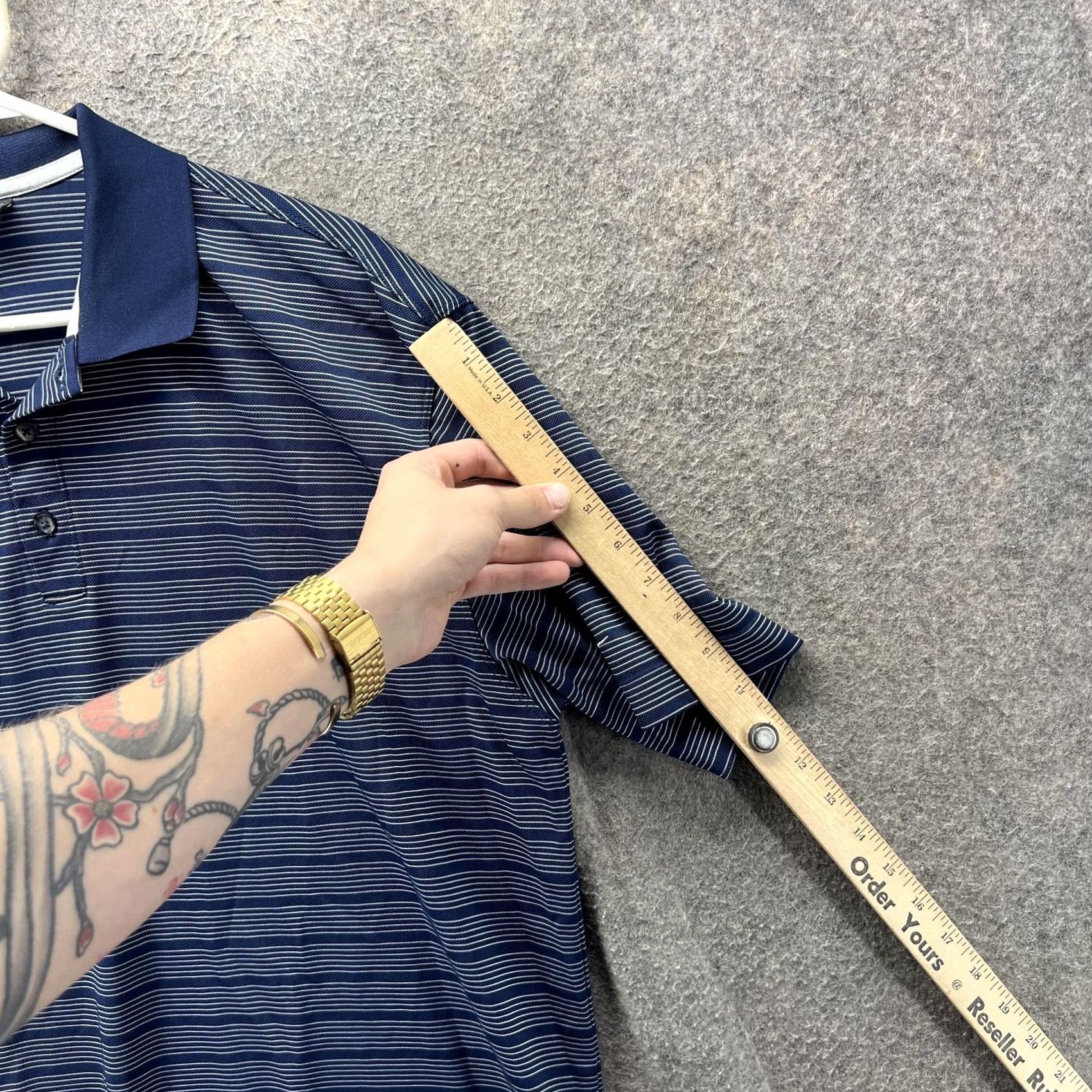 Nike Nike Polo Shirt Mens L Navy Blue Stripe Fit Dry Performance Golf Size US L / EU 52-54 / 3 - 3 Thumbnail
