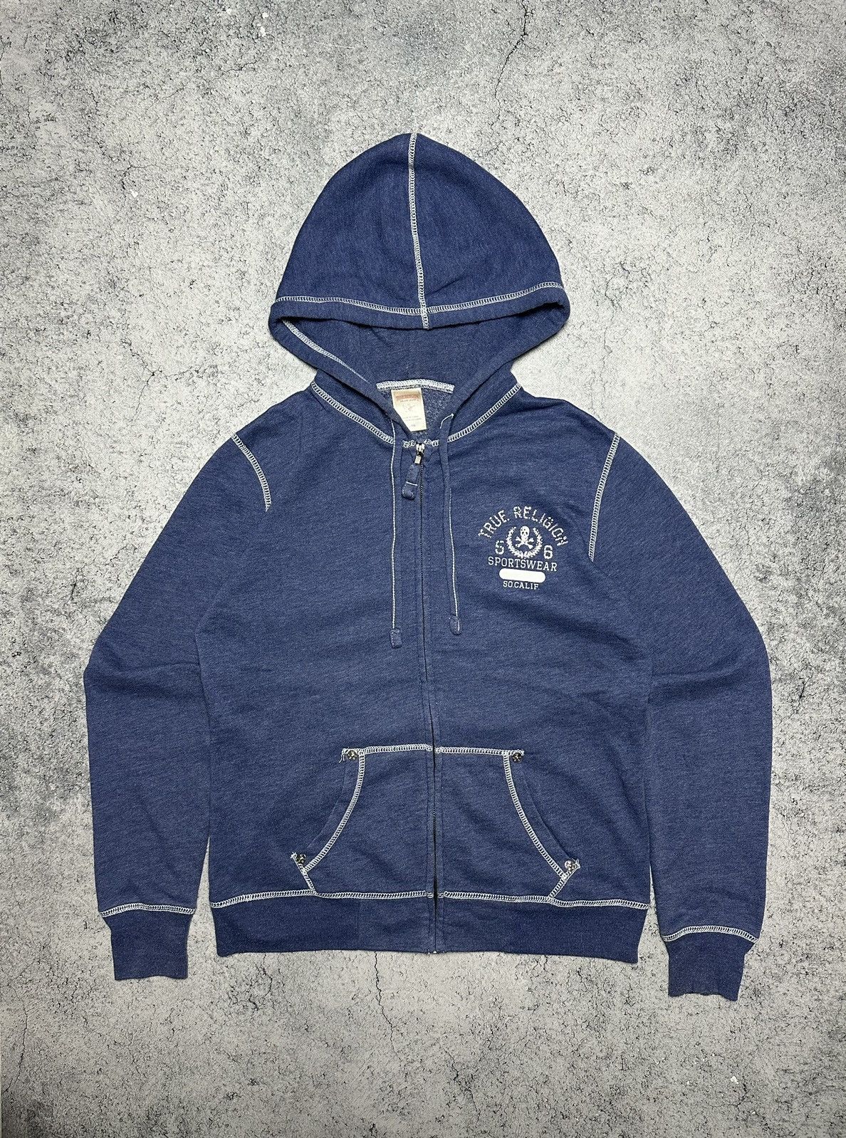 True Religion True Religion Big Logo Rhinestones Zip Hoodie Size L / US 10 / IT 46 - 1 Thumbnail