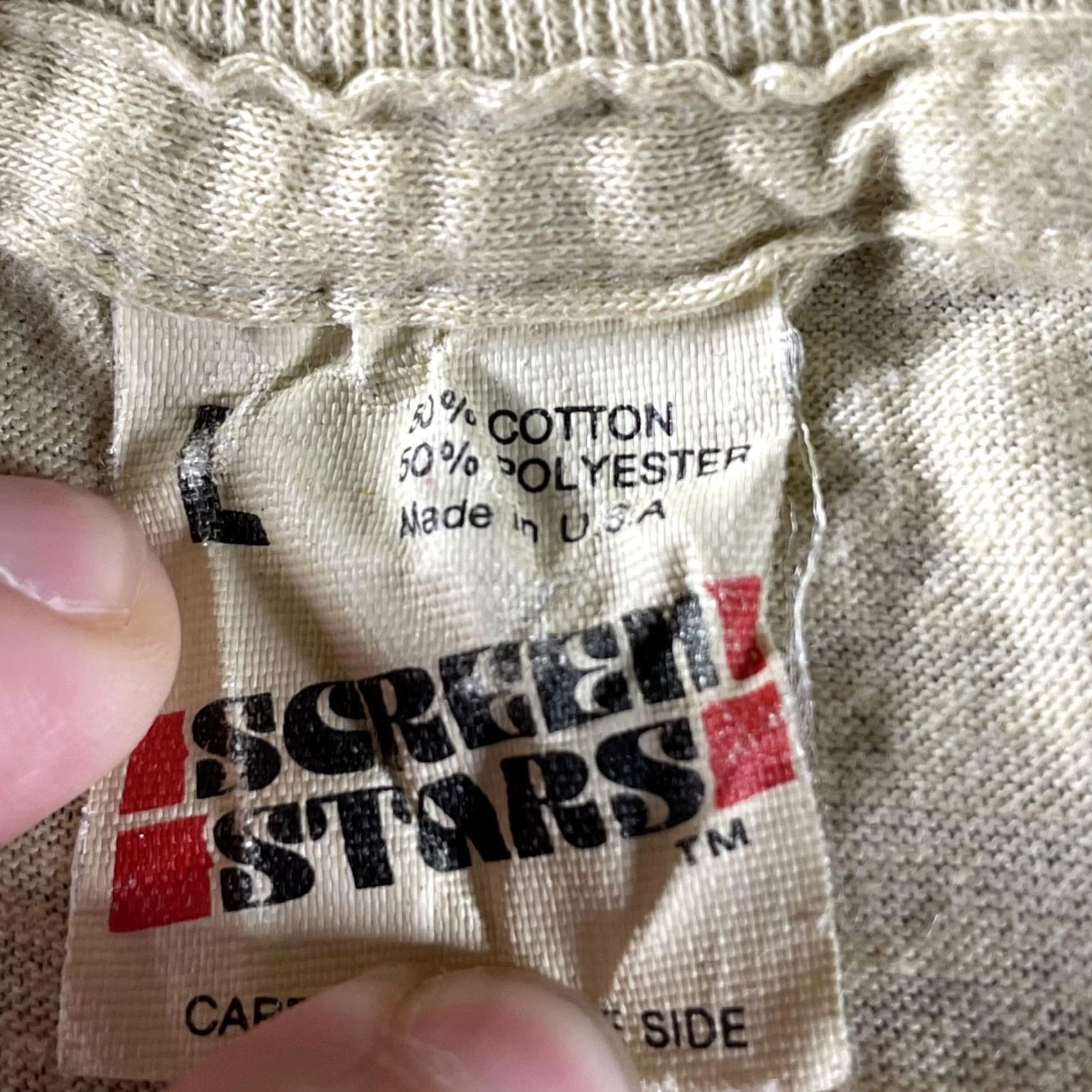 Vintage VINTAGE Screen Stars Shirt Mens Large Beige 50/50 Crew Neck Graphic Print Spanish Riding School of Vienna Horse Travel 80s Women? Mens Size US L / EU 52-54 / 3 - 3 Thumbnail