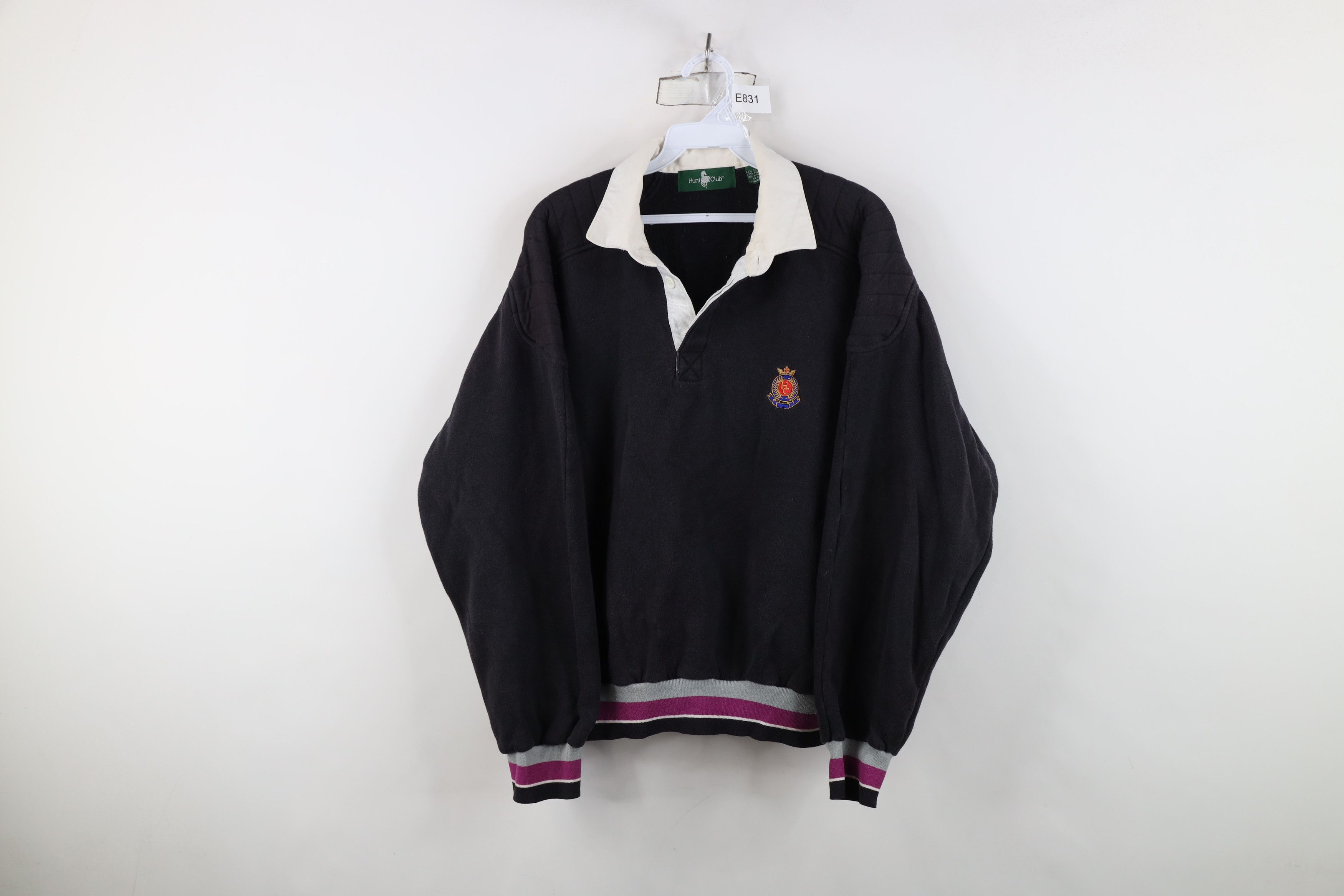 Vintage Vintage 90s Streetwear Striped Collared Rugby Sweatshirt Size XL / US 12-14 / IT 48-50 - 1 Thumbnail