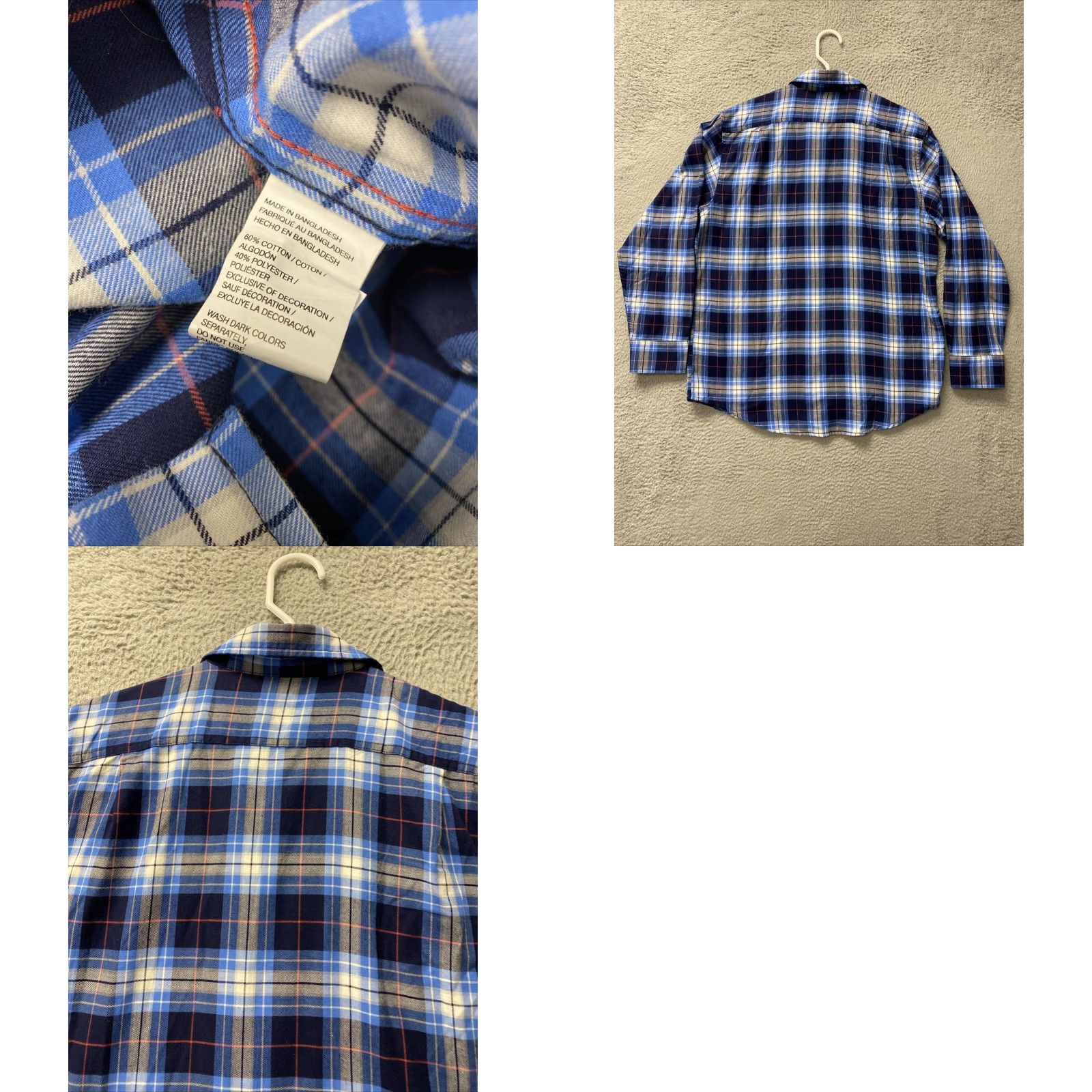 Izod VINTAGE IZOD Button-Up Shirt Mens Large Plaid Classic Fit Blue 48 in Chest Long Sleeve 64-67 Size US L / EU 52-54 / 3 - 8 Thumbnail