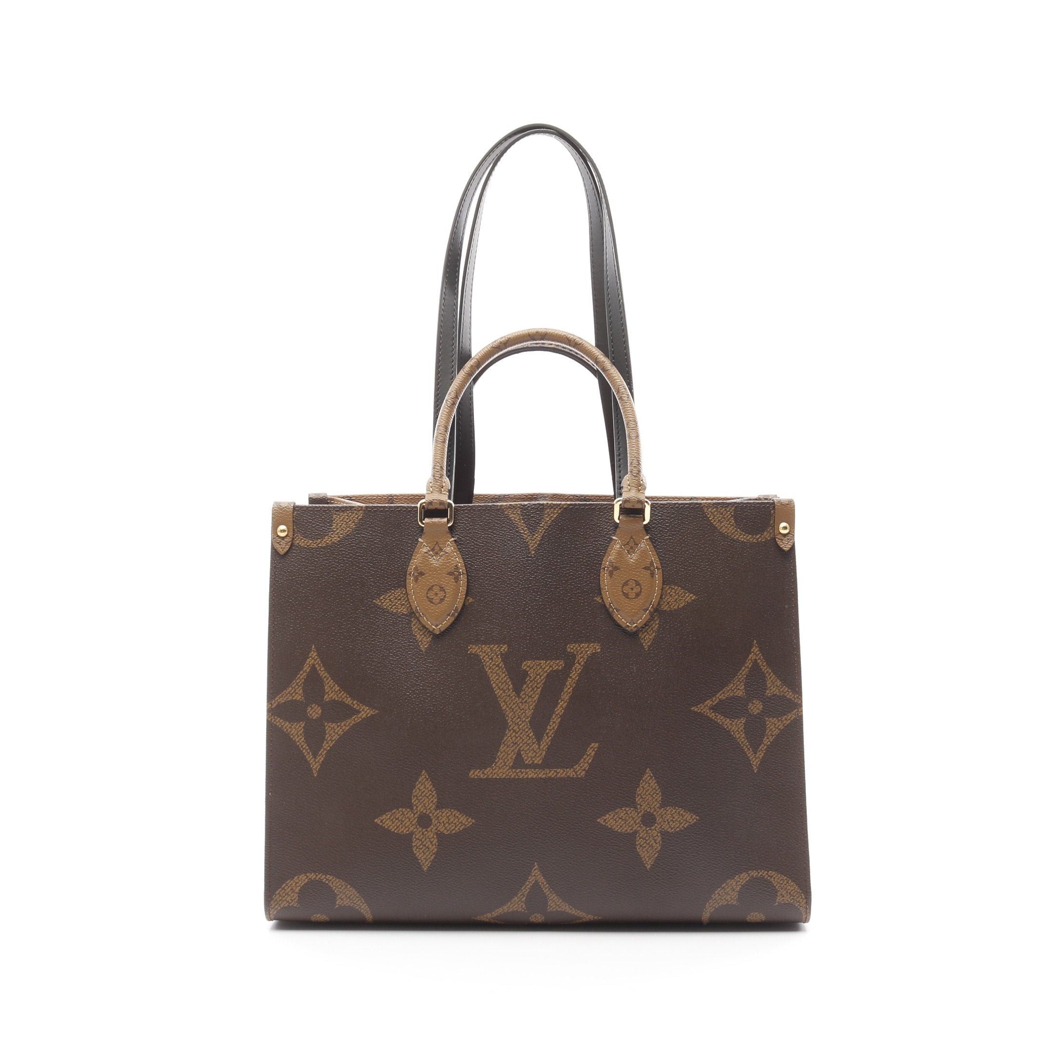 Louis Vuitton Louis Vuitton On-The-Go Mm Monogram Giant Reverse Shoulder Bag Tote Leather Brown Beige Size ONE SIZE - 1 Thumbnail