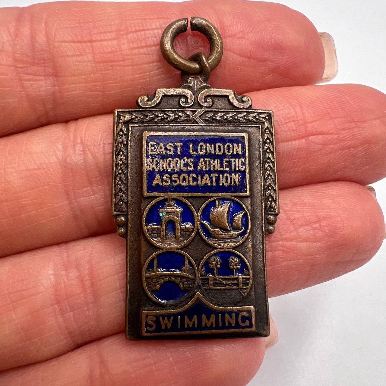 Vintage 1935 London Schools Athletics Association Swimming Medal Size ONE SIZE - 6 Thumbnail