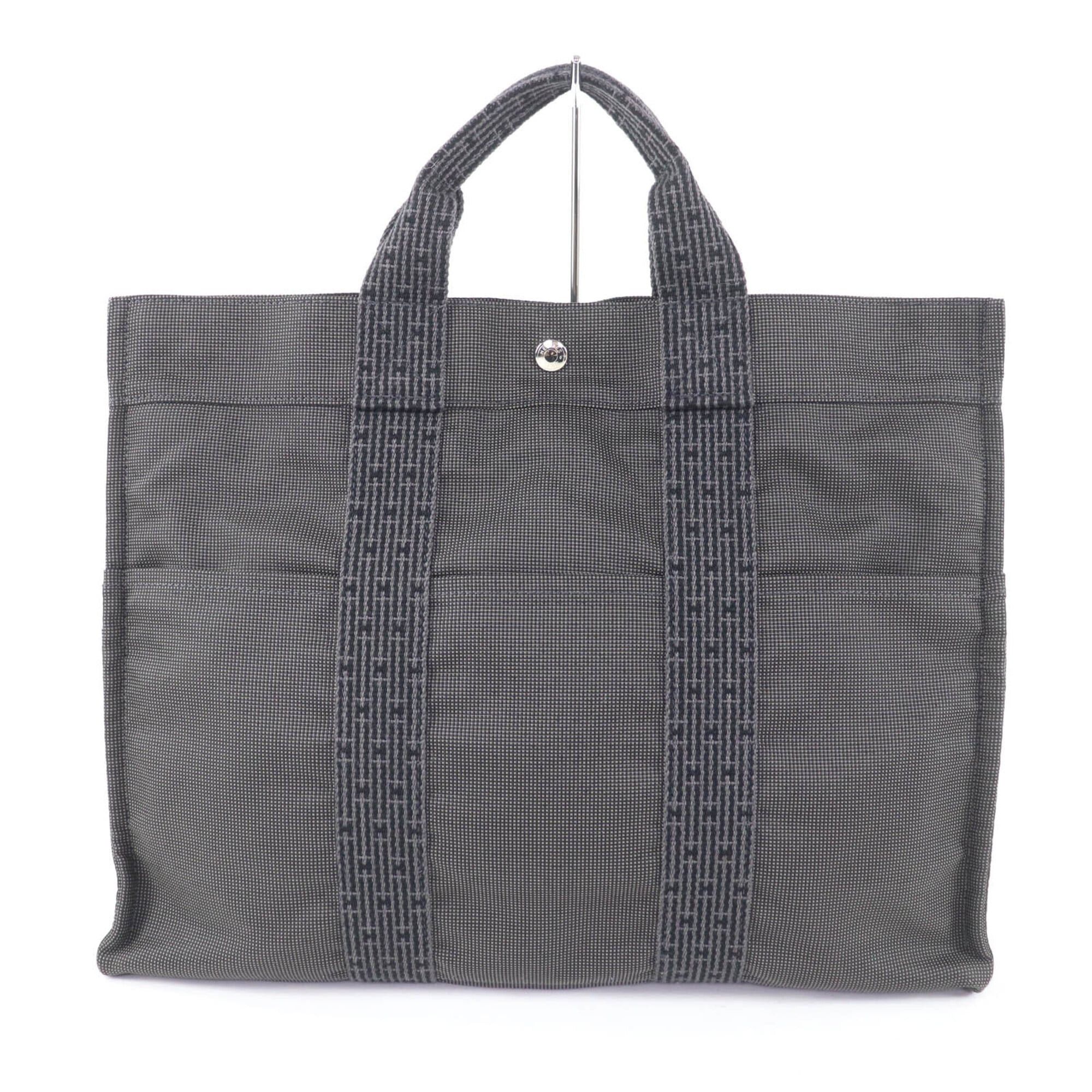 Hermes Hermes Herline MM Canvas Tote Bag with Sellier Button, Gray, Made in France, Women's Size ONE SIZE - 1 Thumbnail