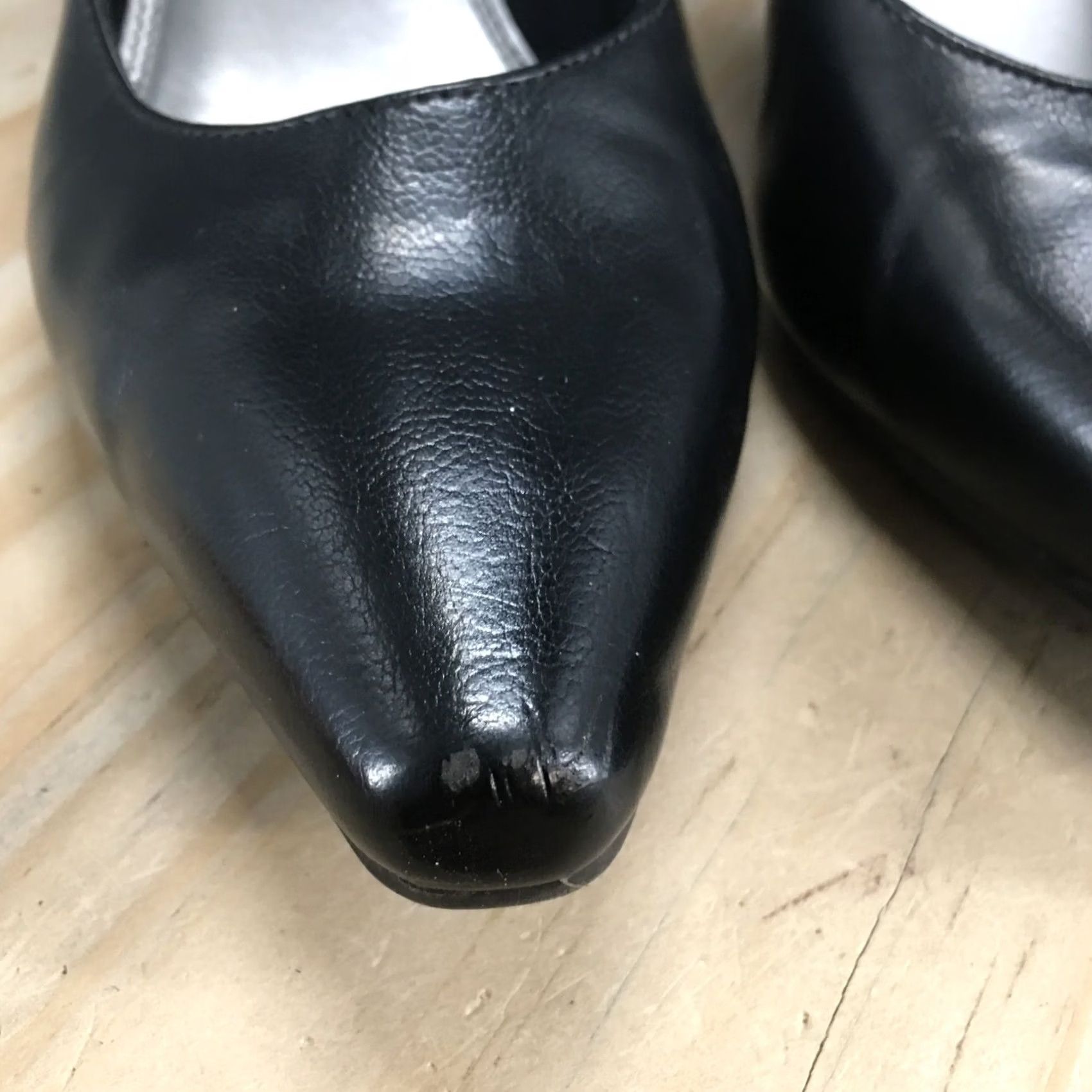 Vintage LifeStride Heels Womens 8.5M Klarissa Pump Black Leather Pointed Toe Casual Pump Mens? Nope Size US 9 / IT 39 - 4 Thumbnail