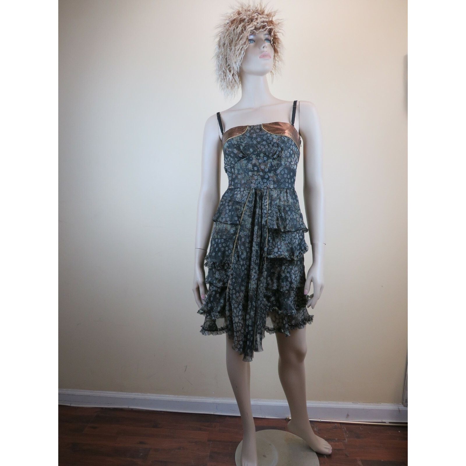 Dolce & Gabbana DOLCE GABBANA FLORAL SILK LEATHER SHORT SLEEVELESS DRESS 38 Size XS / US 0-2 / IT 36-38 - 1 Thumbnail