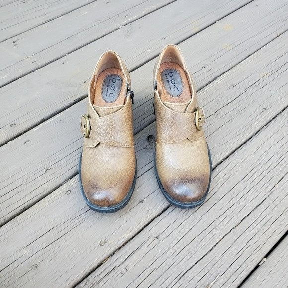 Born Born Canty Tan Leather Burnished Chunky Heel Buckle Western Size US 9.5 / IT 39.5 - 2 Thumbnail