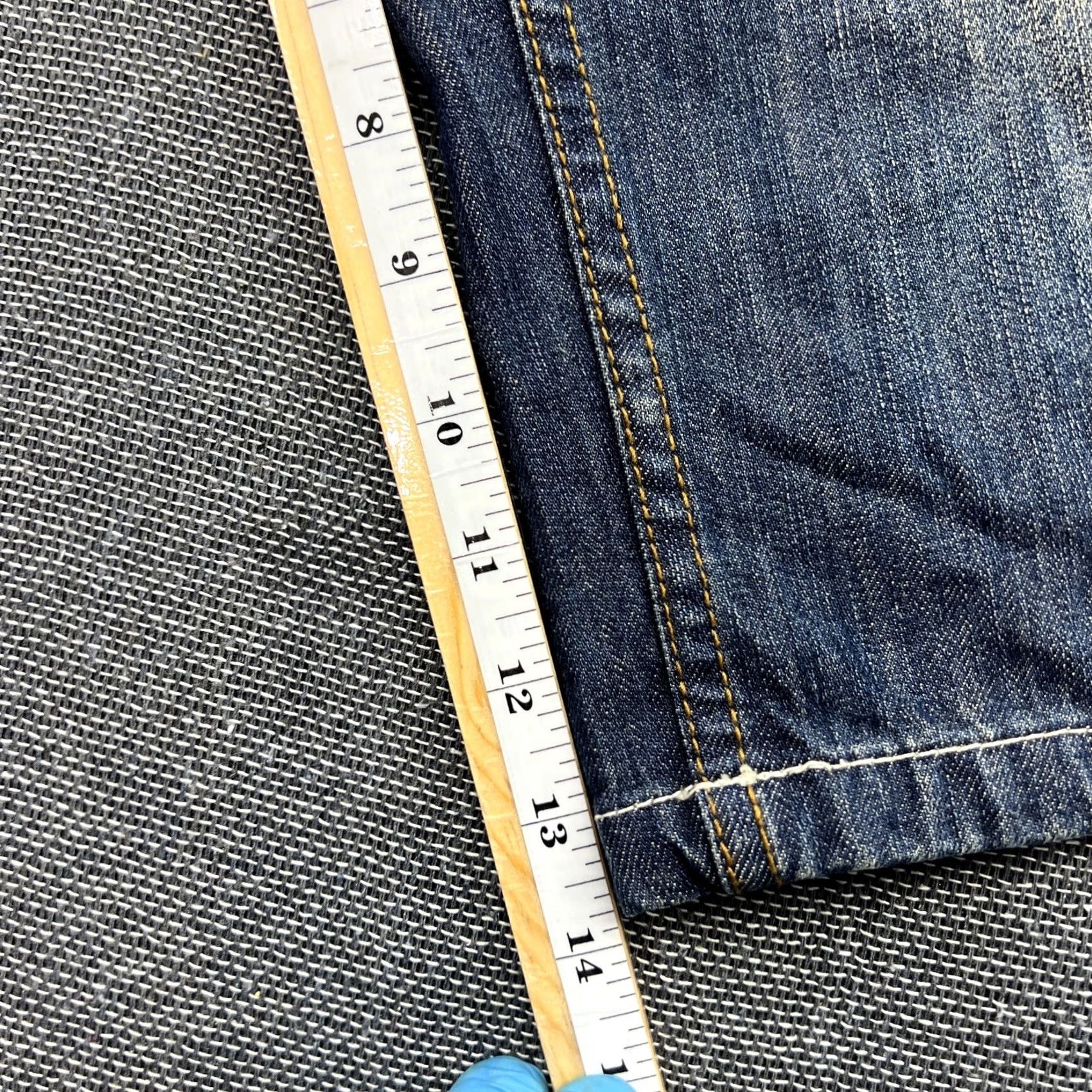 Vintage Tribal Gear Denim Shorts W31 Mens Cargo Distressed Blue Cotton Denim Jeans 38.5in Full Length Regular Rise 8-10 in W32 variant not included Size US 31 - 6 Thumbnail