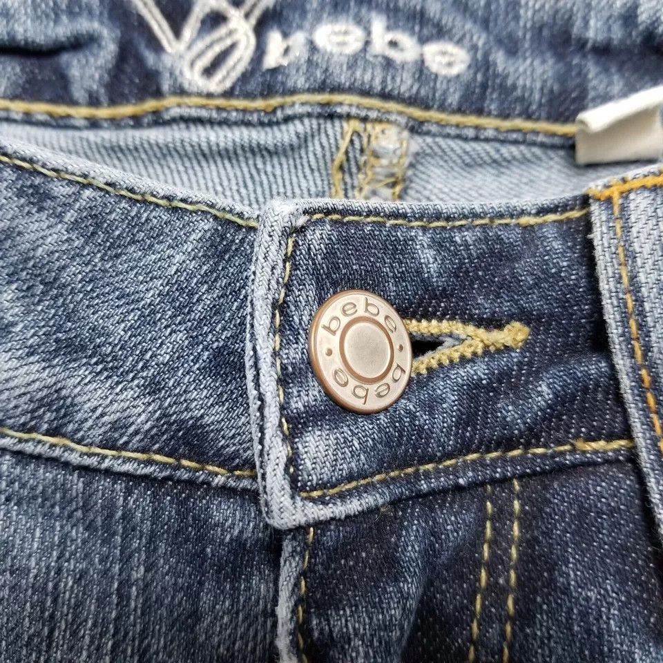 Bebe Bebe Jeans Womens 27x28 Denim Flared Low Rise Rhinestones Size 27" / US 4 / IT 40 - 9 Thumbnail