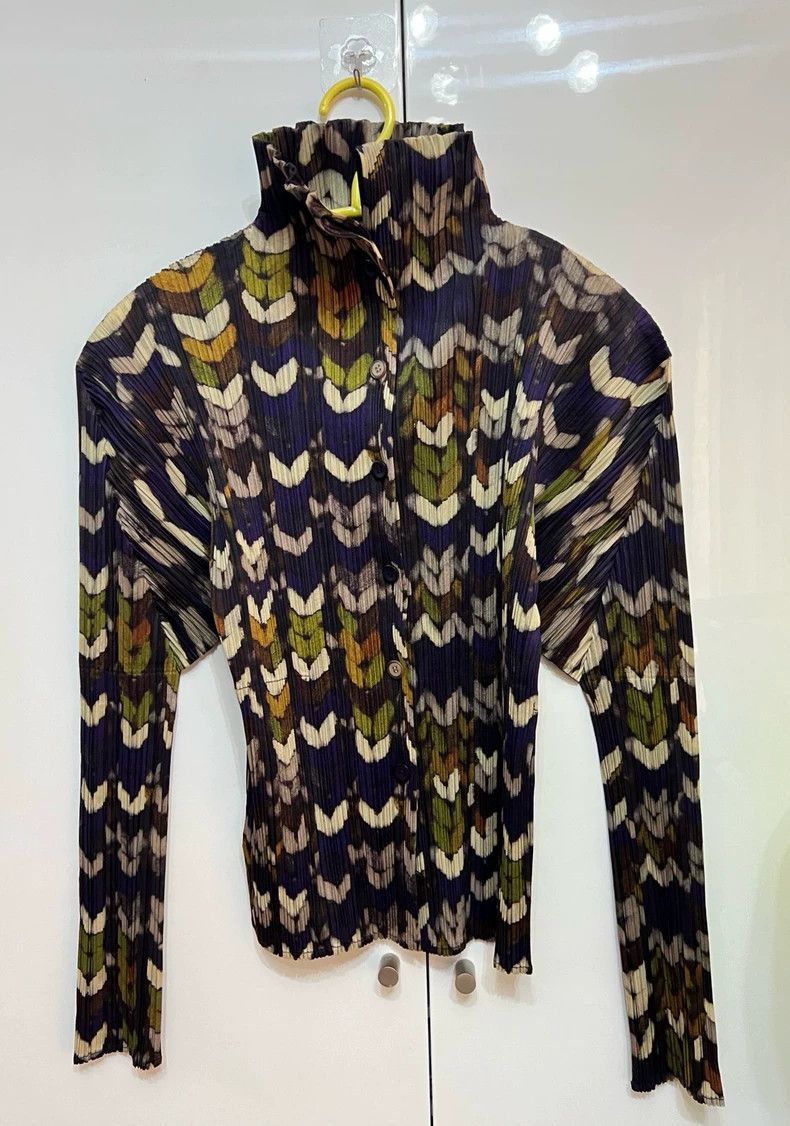 Issey Miyake Wheat ear flower pleated long-sleeved shirt