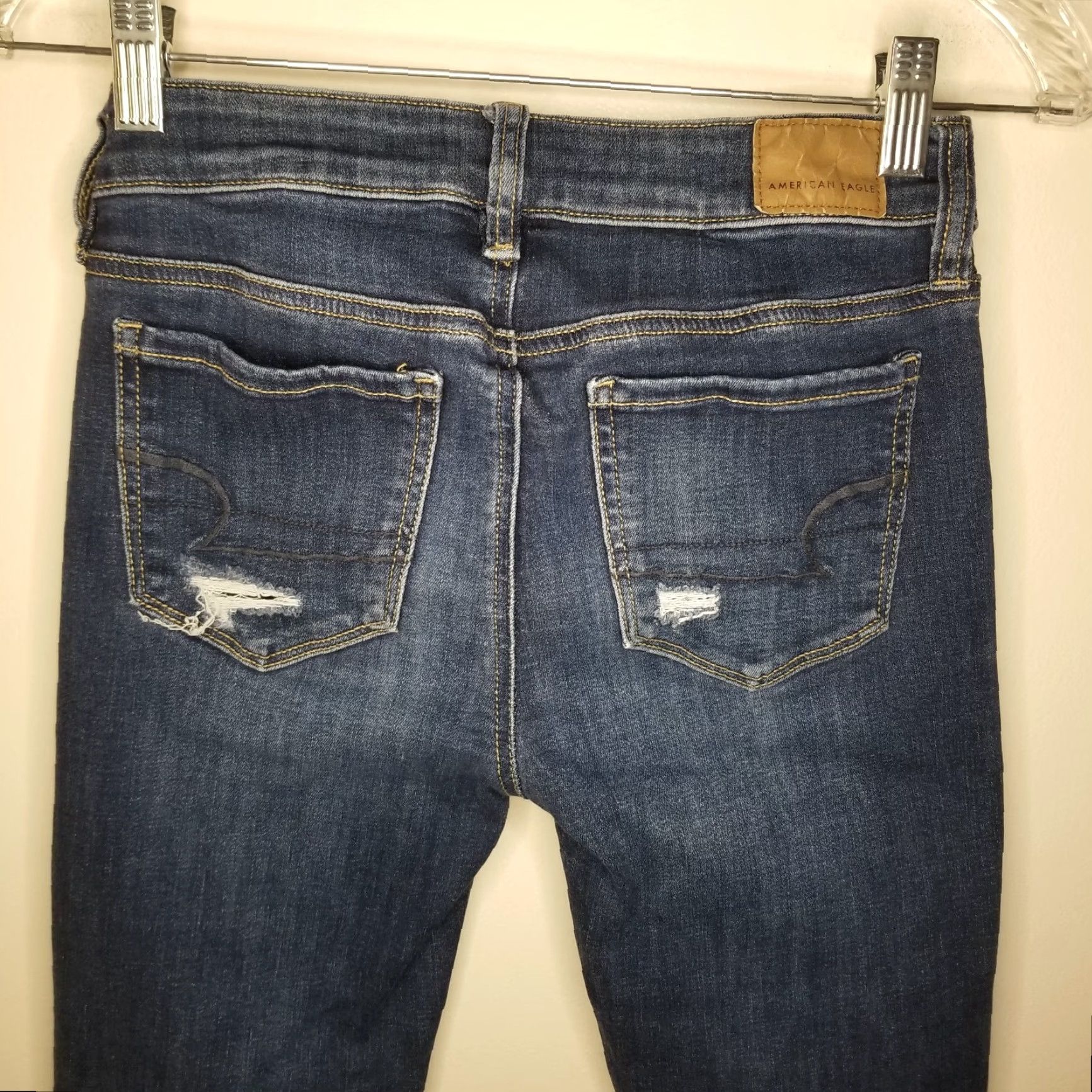 American Eagle Outfitters American Eagle Women Jeans Jeggings Distressed Blue Size 0 Size 25" / US 0 / IT 36 - 5 Thumbnail