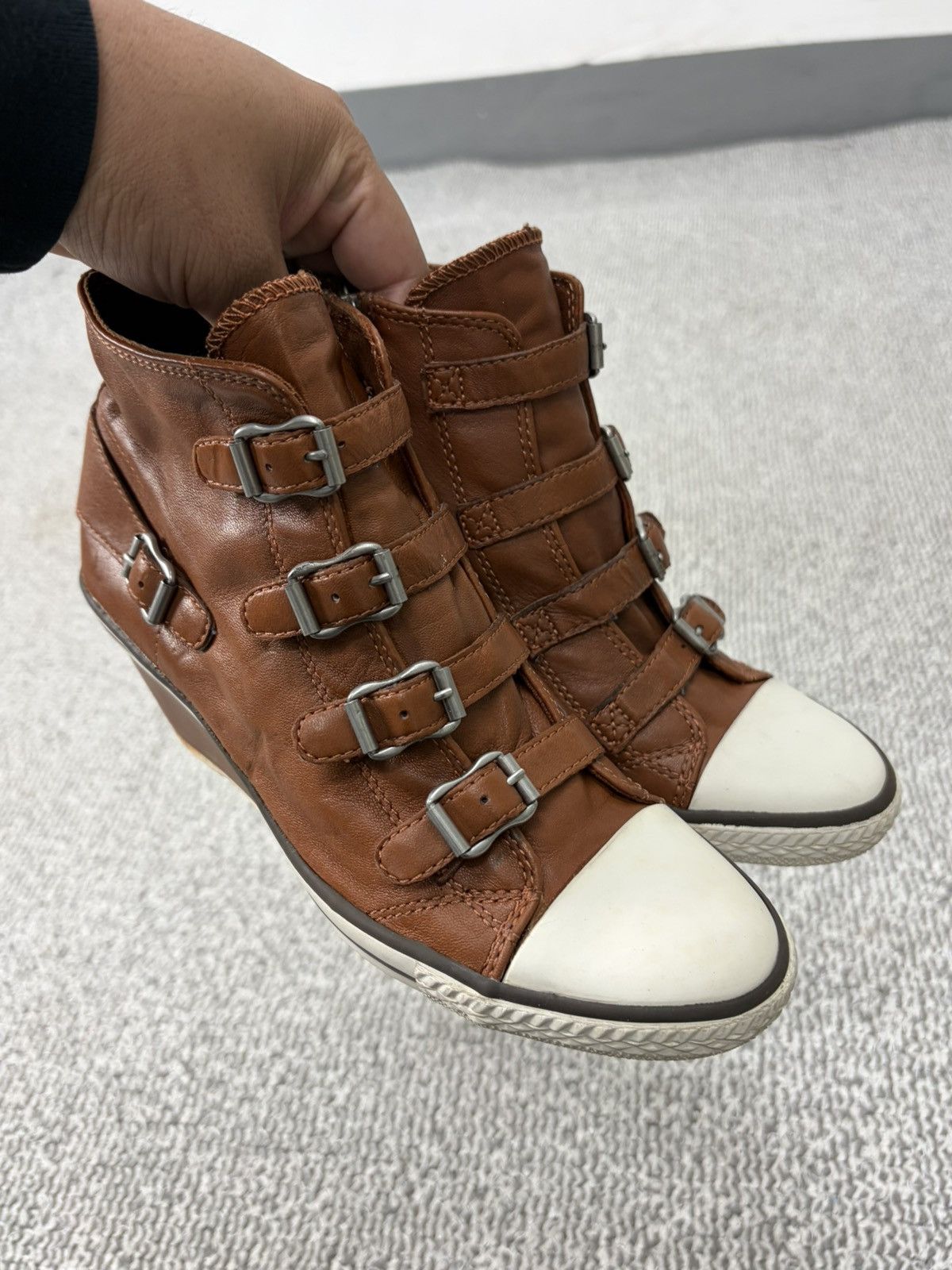 ASH Ash Wedge Genial Buckled Leather Size 38 Size US 8 / IT 38 - 2 Thumbnail