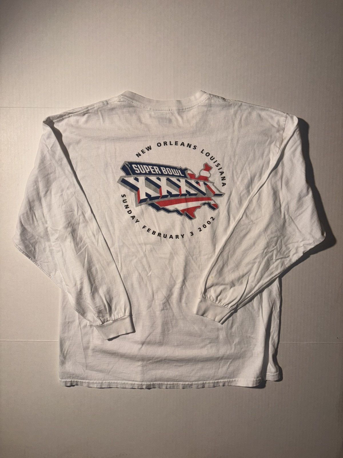 NFL Vtg Super Bowl XXXVI Patriots Rams New Orleans Longsleeve Size US XL / EU 56 / 4 - 1 Thumbnail