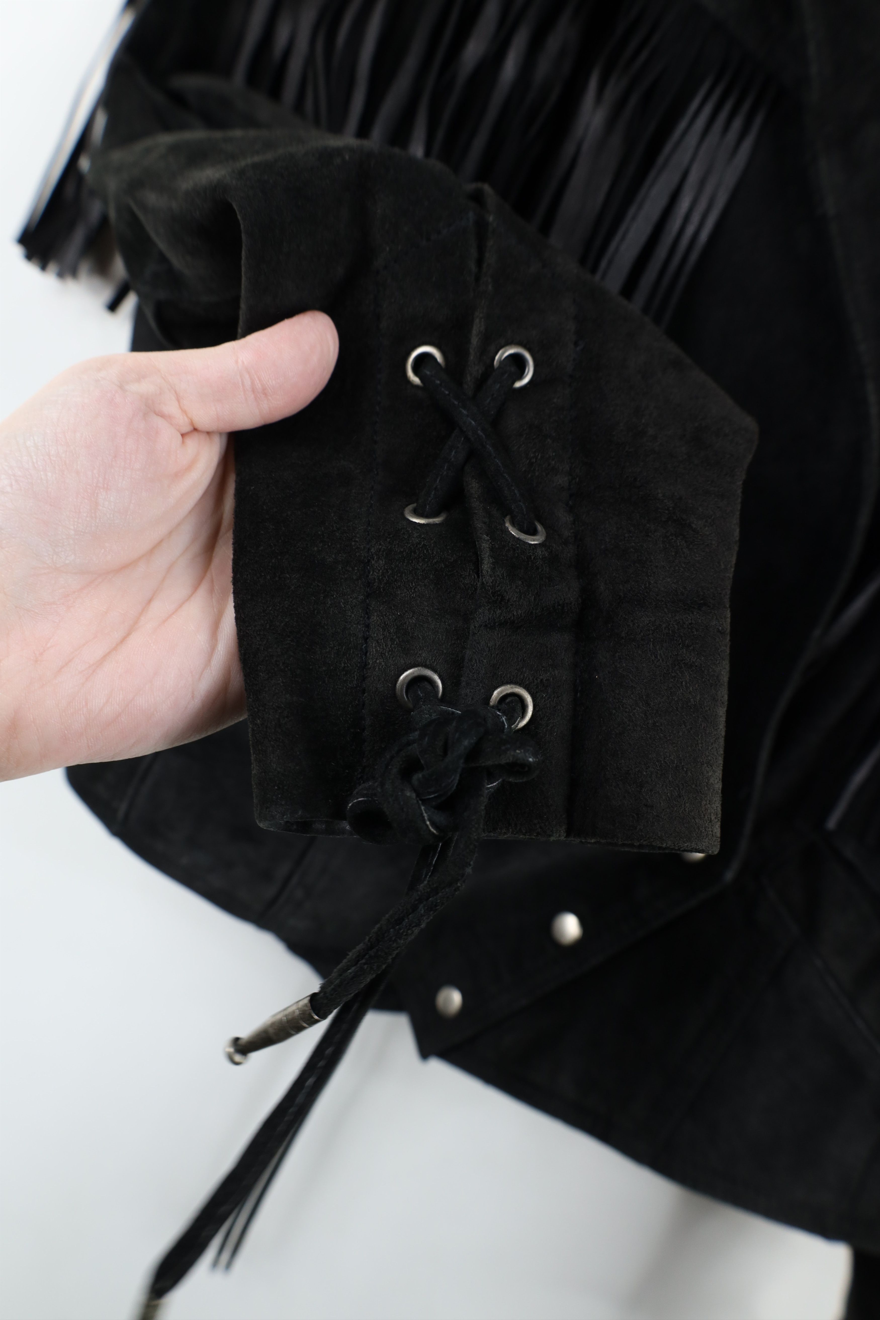 Vintage Vintage 90s Streetwear Western Suede Leather Jacket Black Size M / US 6-8 / IT 42-44 - 8 Thumbnail