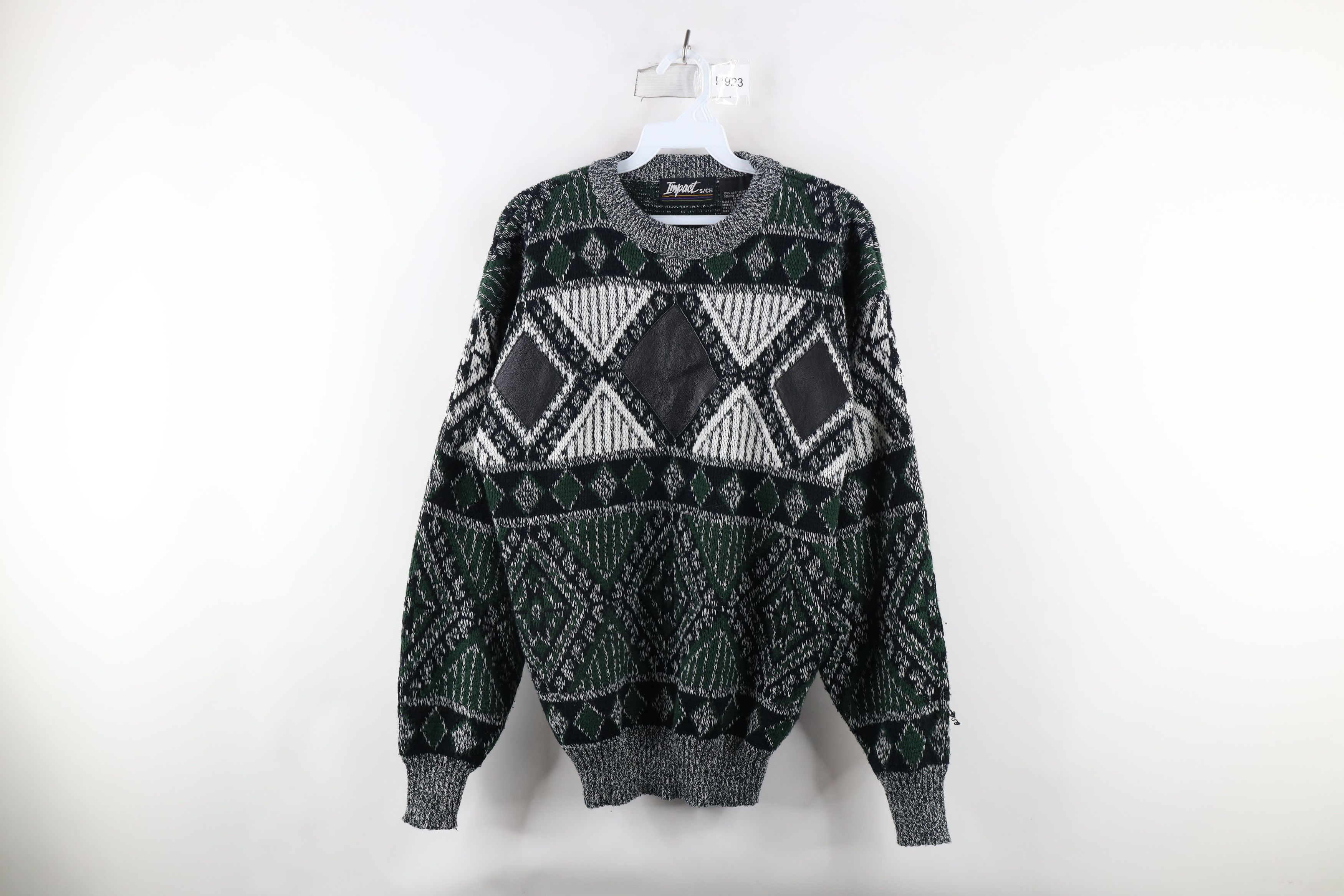 Vintage Vintage 90s Coogi Style Leather Trim Knit Dad Sweater Size US S / EU 44-46 / 1 - 1 Thumbnail