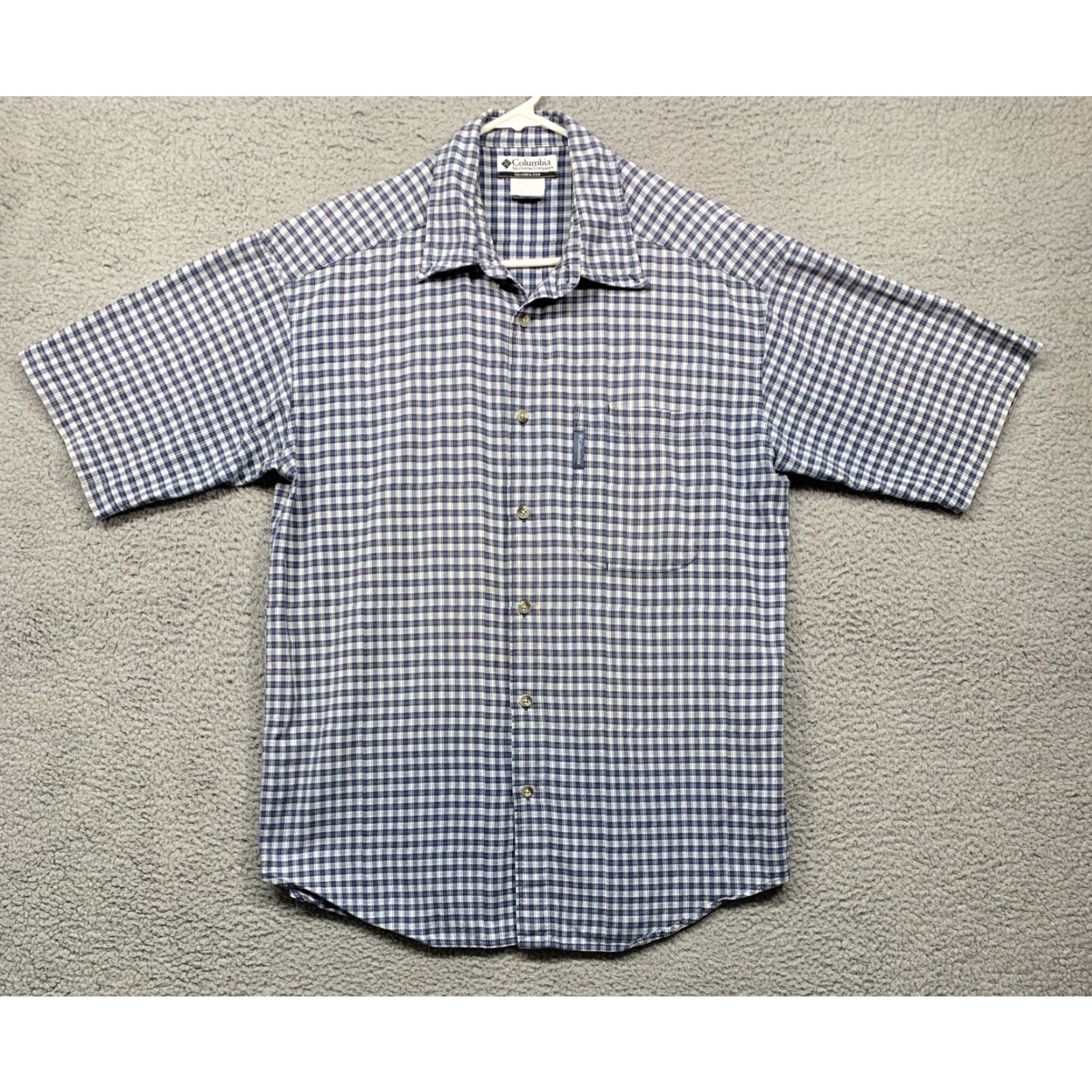 Vintage Columbia Button Shirt Men’s Large Blue White Plaid Short Sleeve Logo Sportswear Size US L / EU 52-54 / 3 - 2 Thumbnail