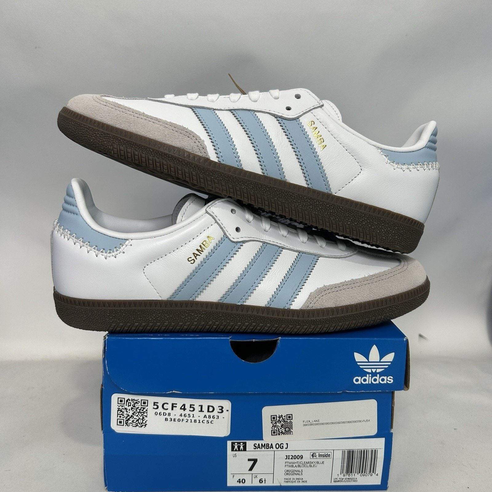 Adidas adidas Samba OG J “White Clear Sky” Size US 8 / IT 38 - 1 Thumbnail